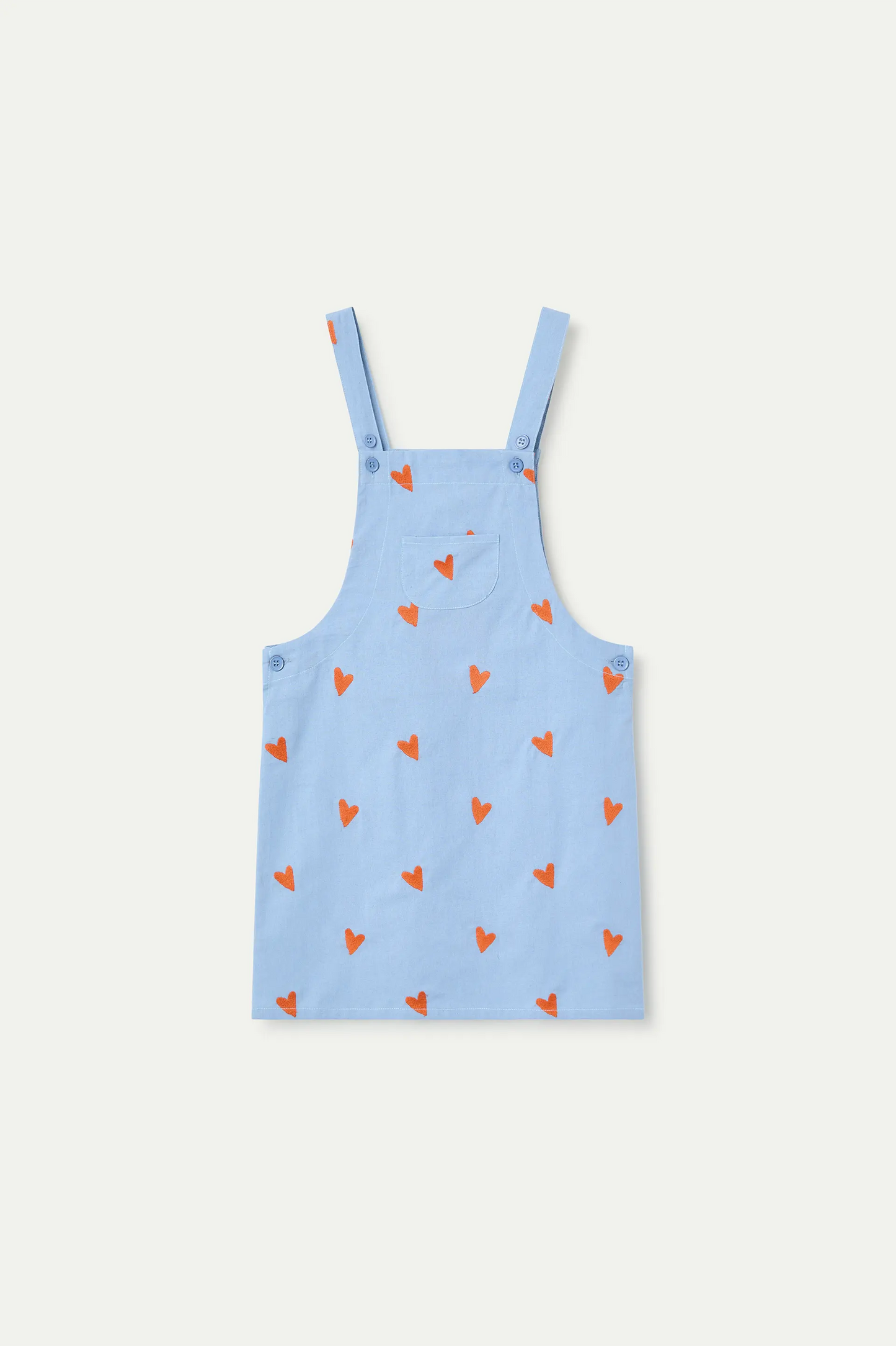 Vestito scamiciato da bambina, 100% cotone, con stampa a cuori
