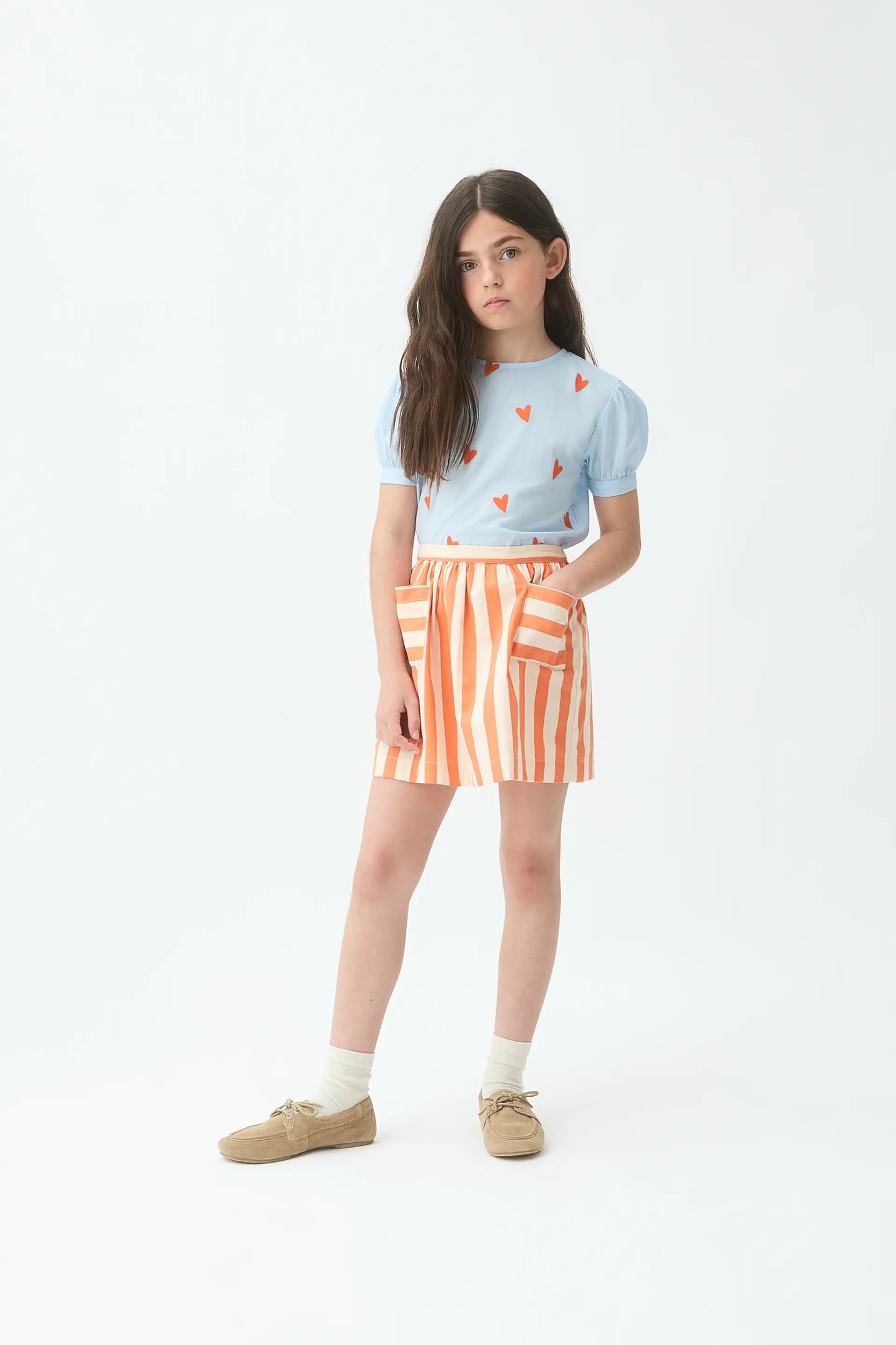 Top da bambina in cotone 100% con stampa a cuori