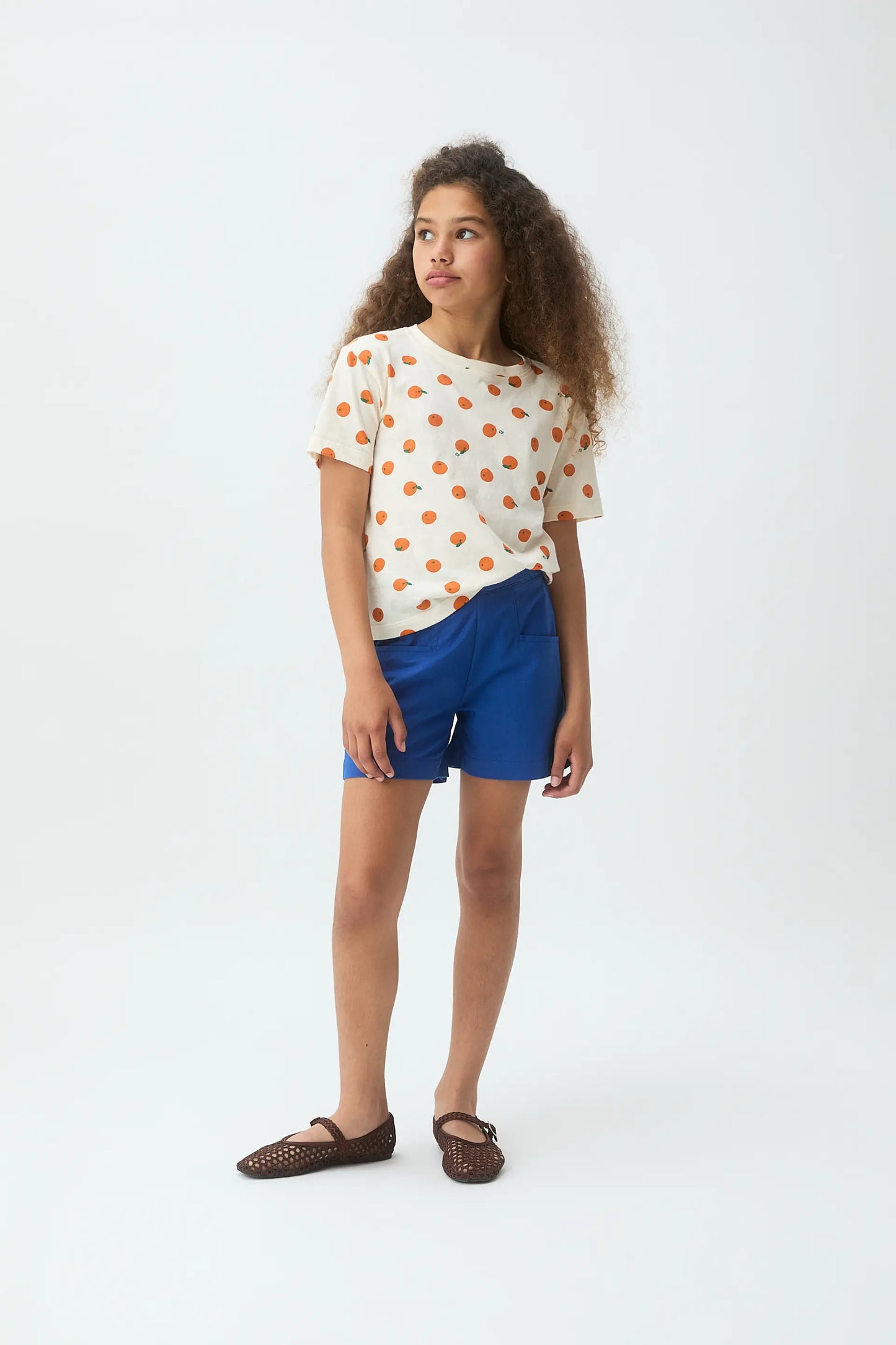 Girls' shorts, 100% cotton, navy blue