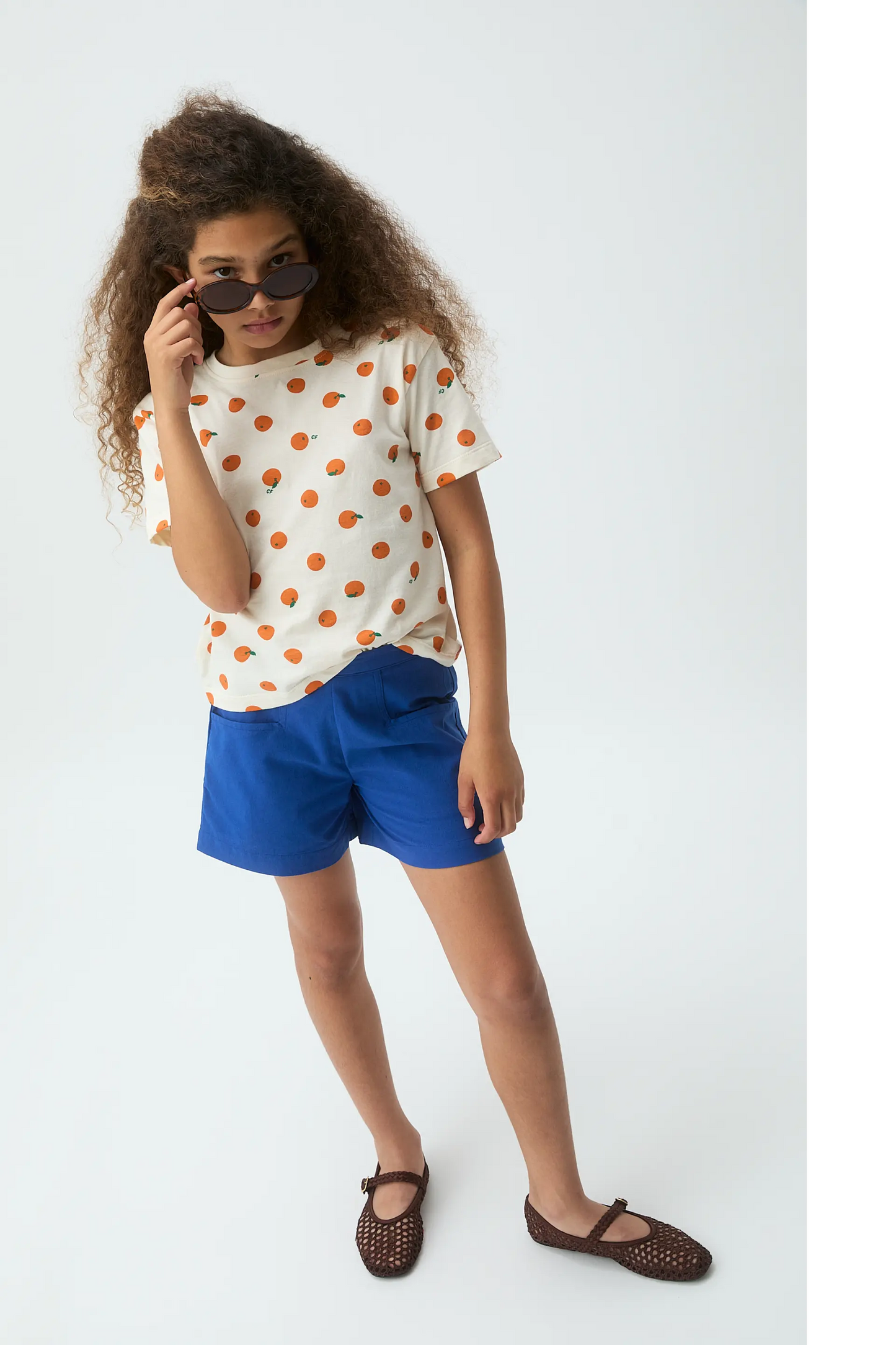 Girls' shorts, 100% cotton, navy blue