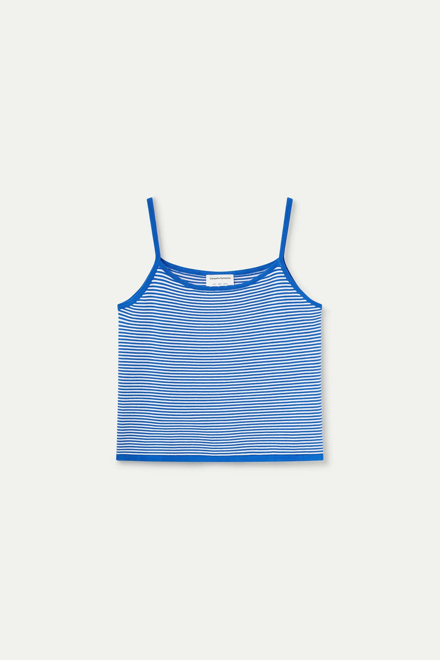 Top with white and blue striped print