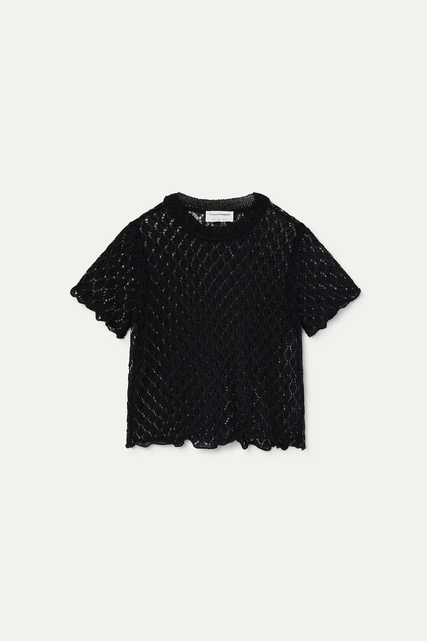 Black openwork top with diamonds