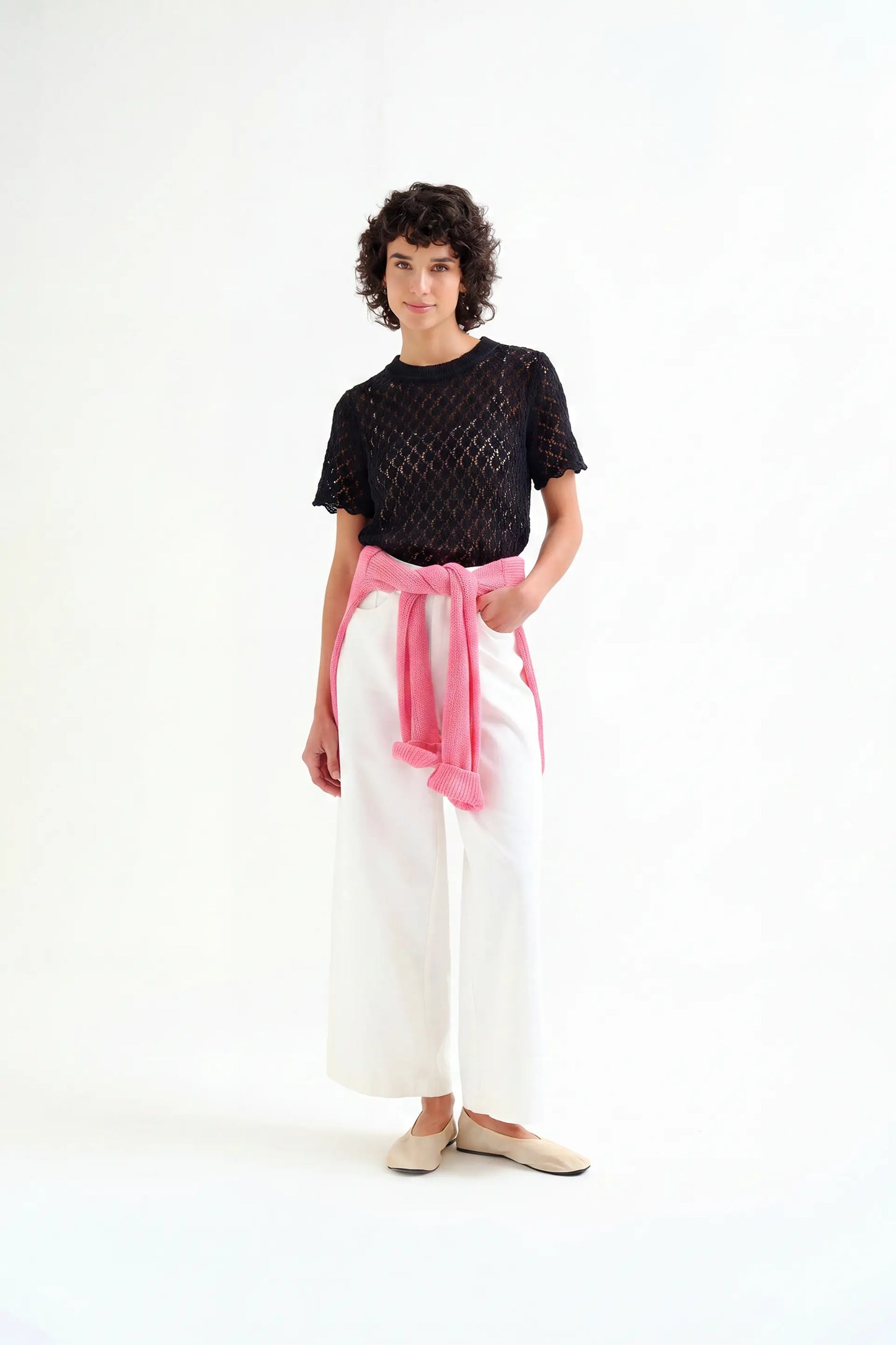 Black openwork top with diamonds