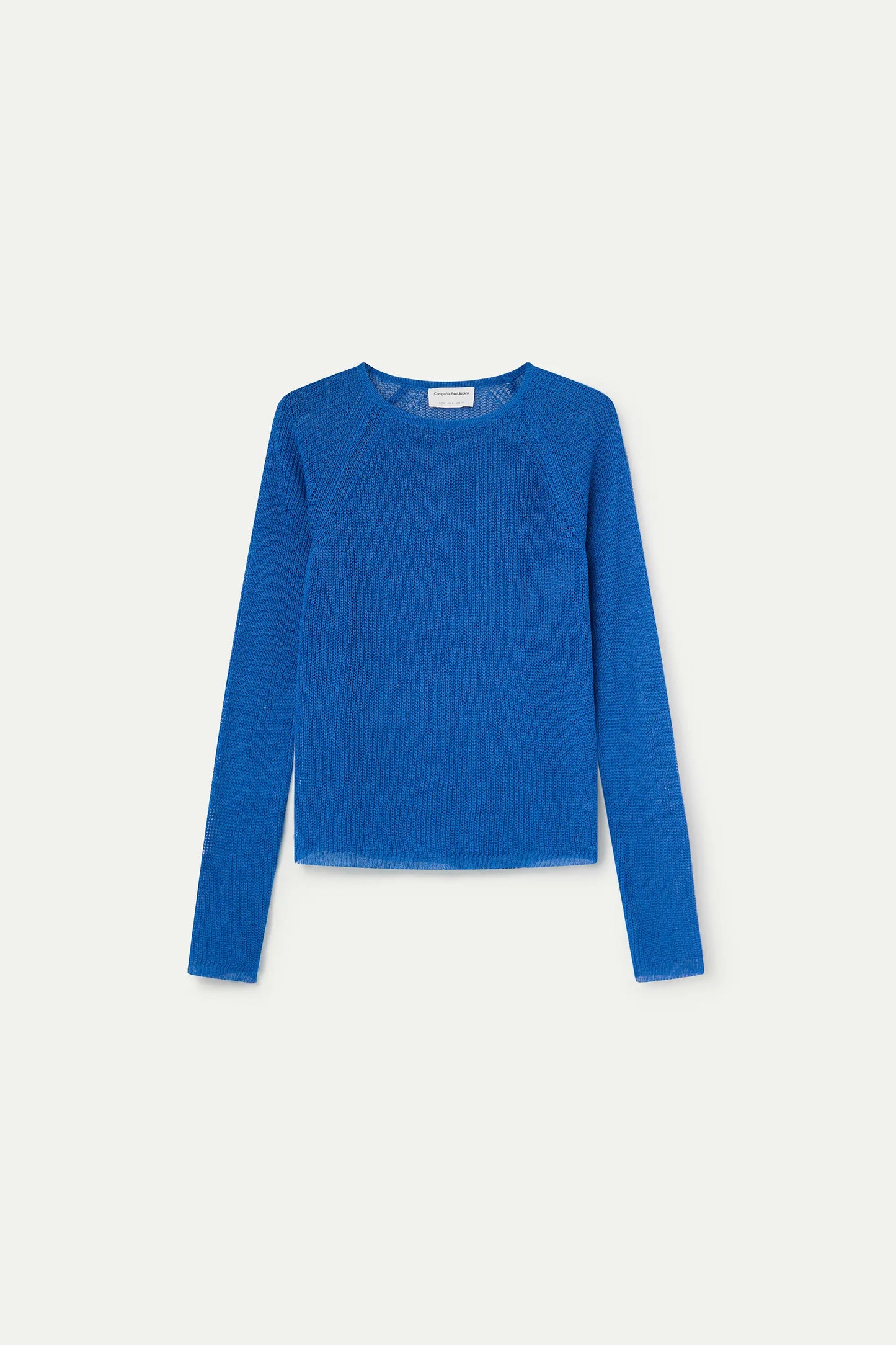 Maglione blu lavorato a maglia traforata