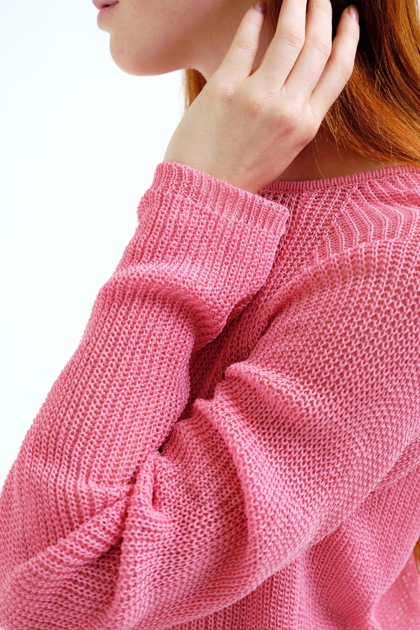 Jersey punto calado rosa