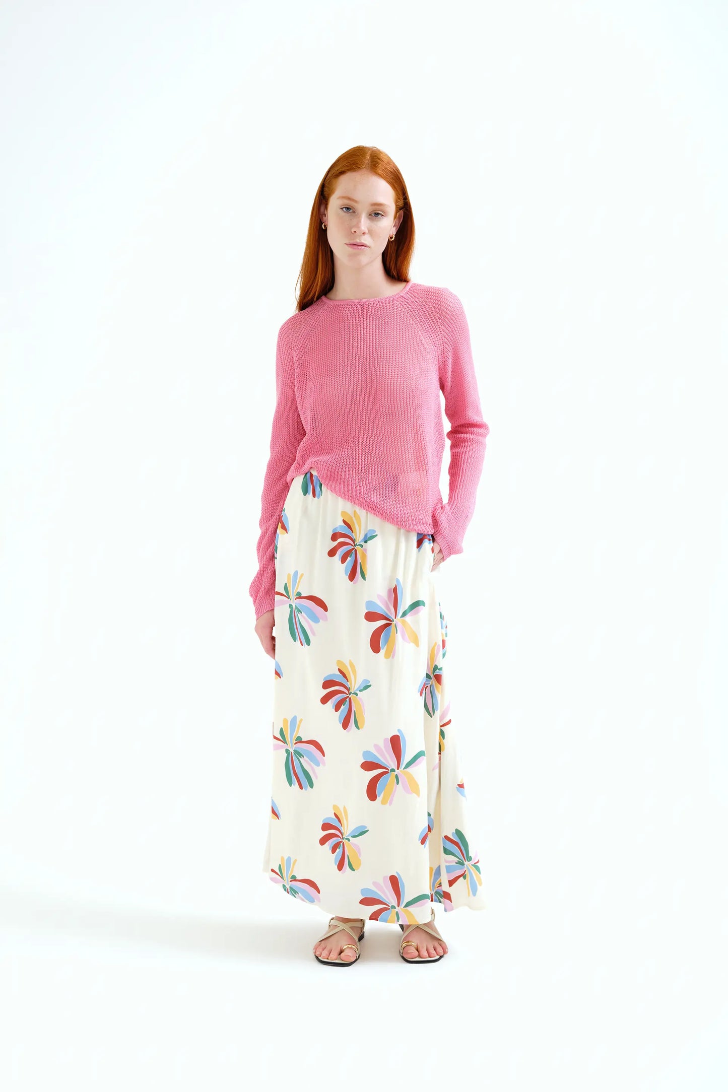 Jersey punto calado rosa