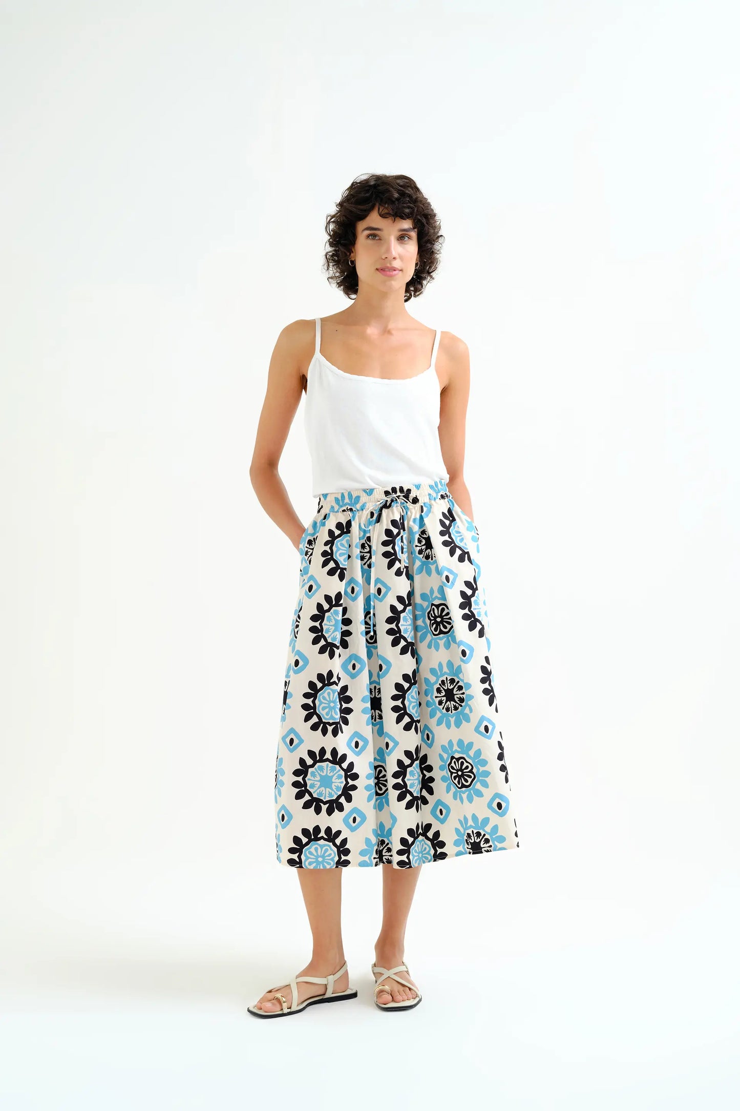 Falda midi con estampado Waterfall