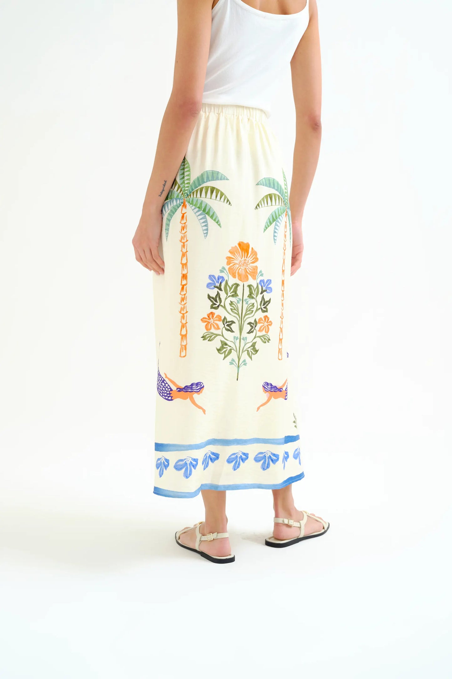 Long skirt with Palm &amp; Mermaid print