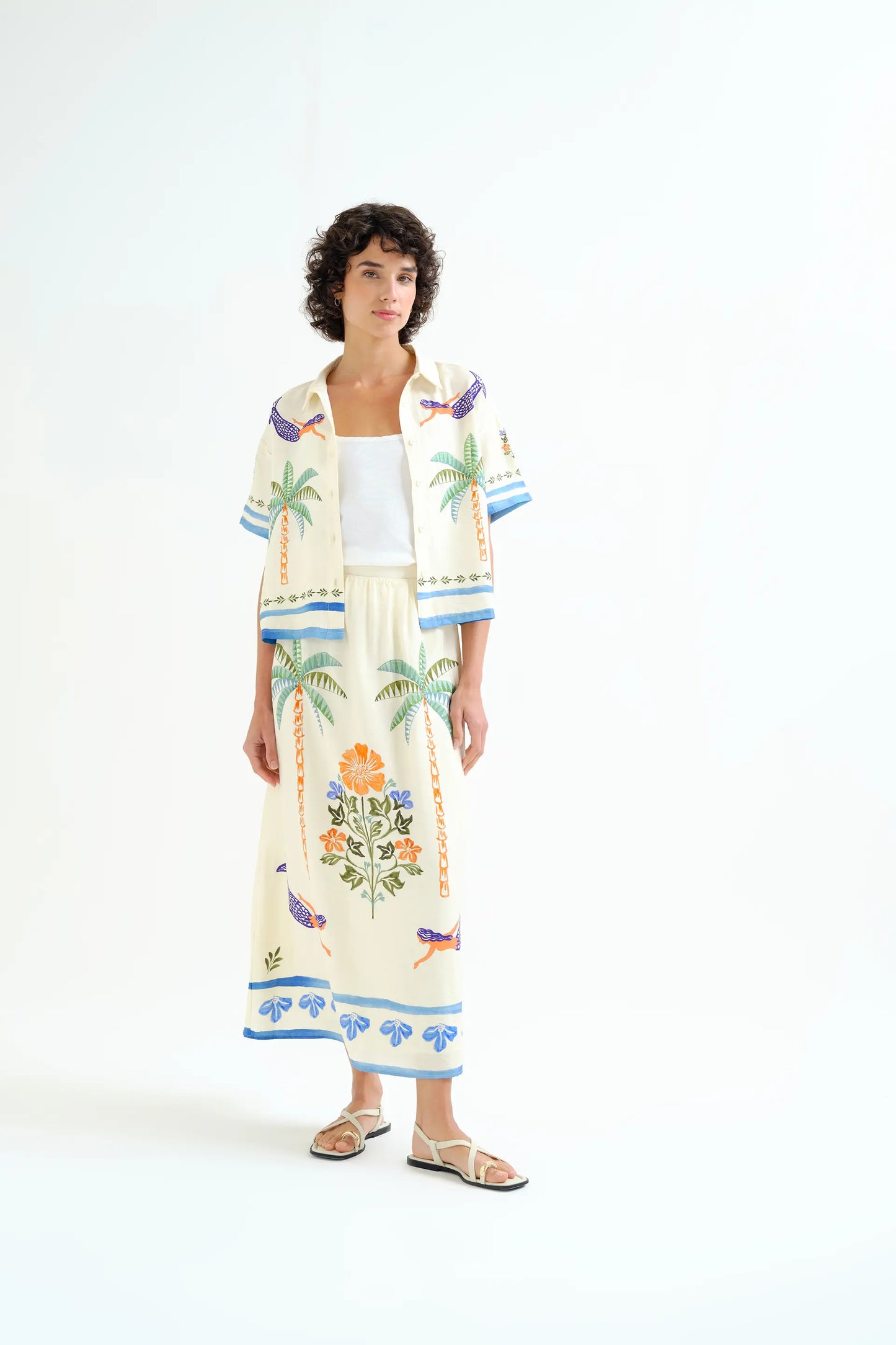 Long skirt with Palm &amp; Mermaid print