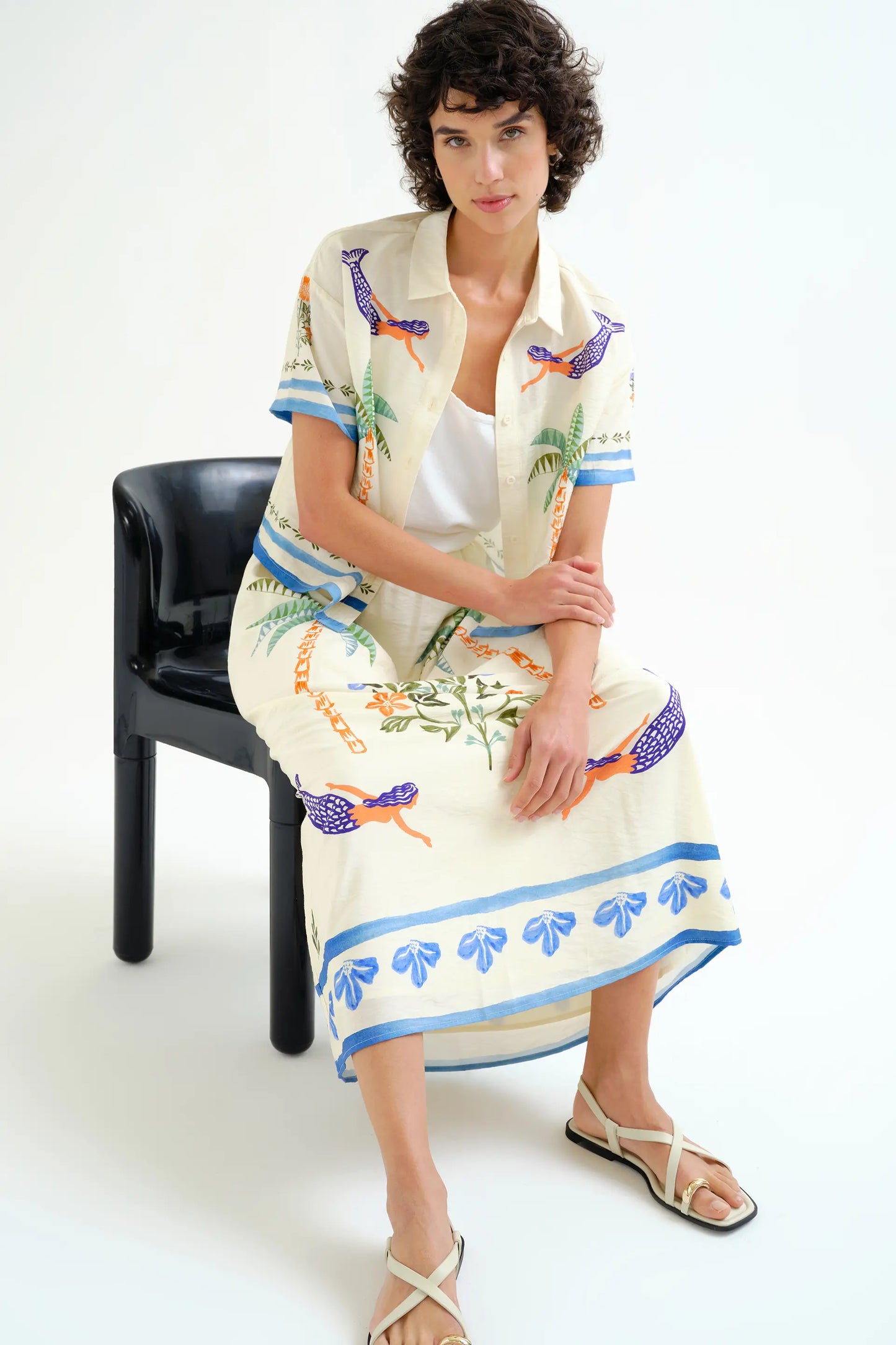 Long skirt with Palm &amp; Mermaid print