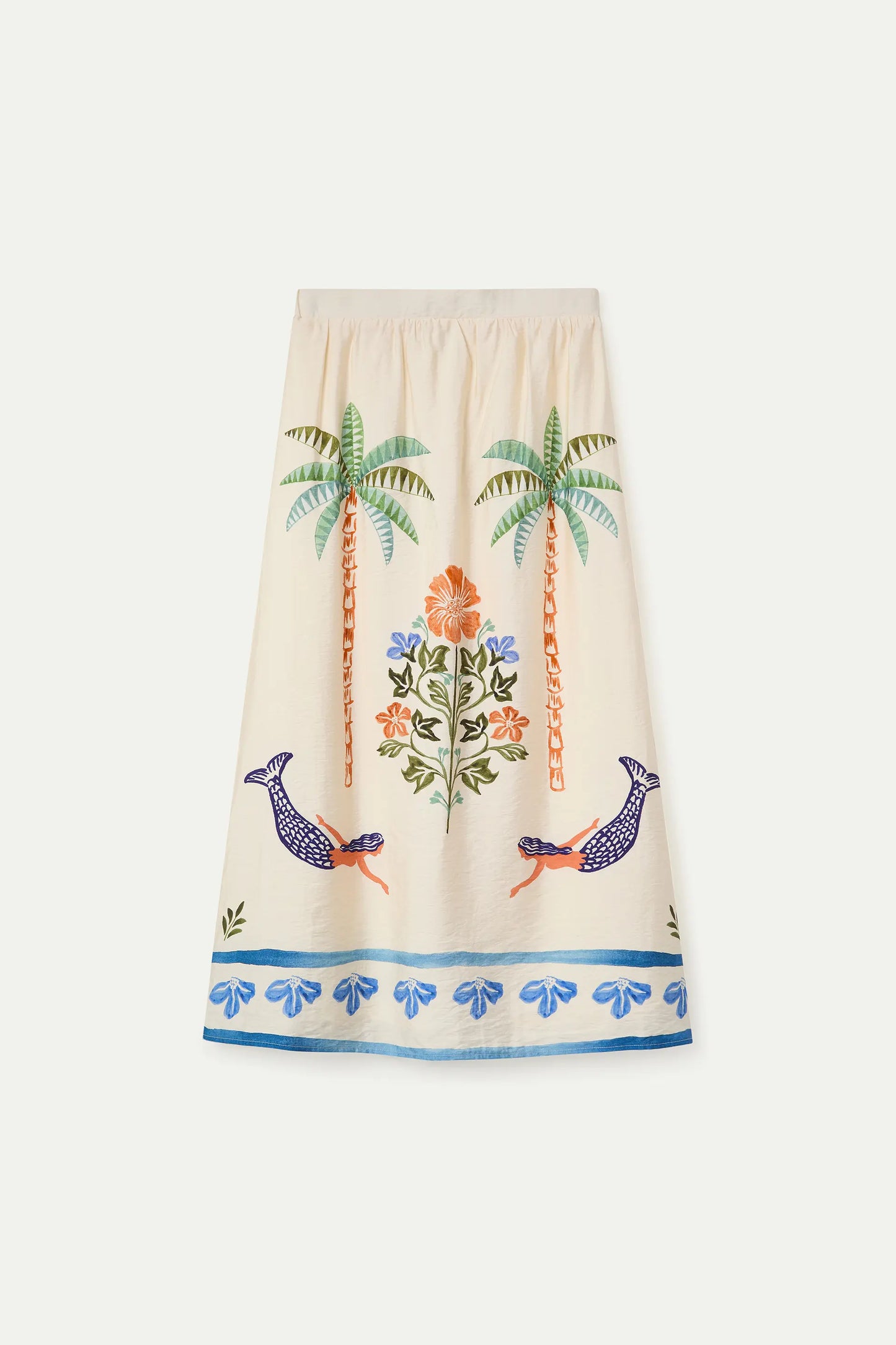 Long skirt with Palm &amp; Mermaid print