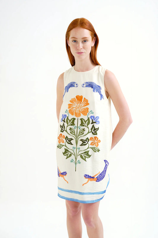 Vestido corto con estampado Palm & Mermaid
