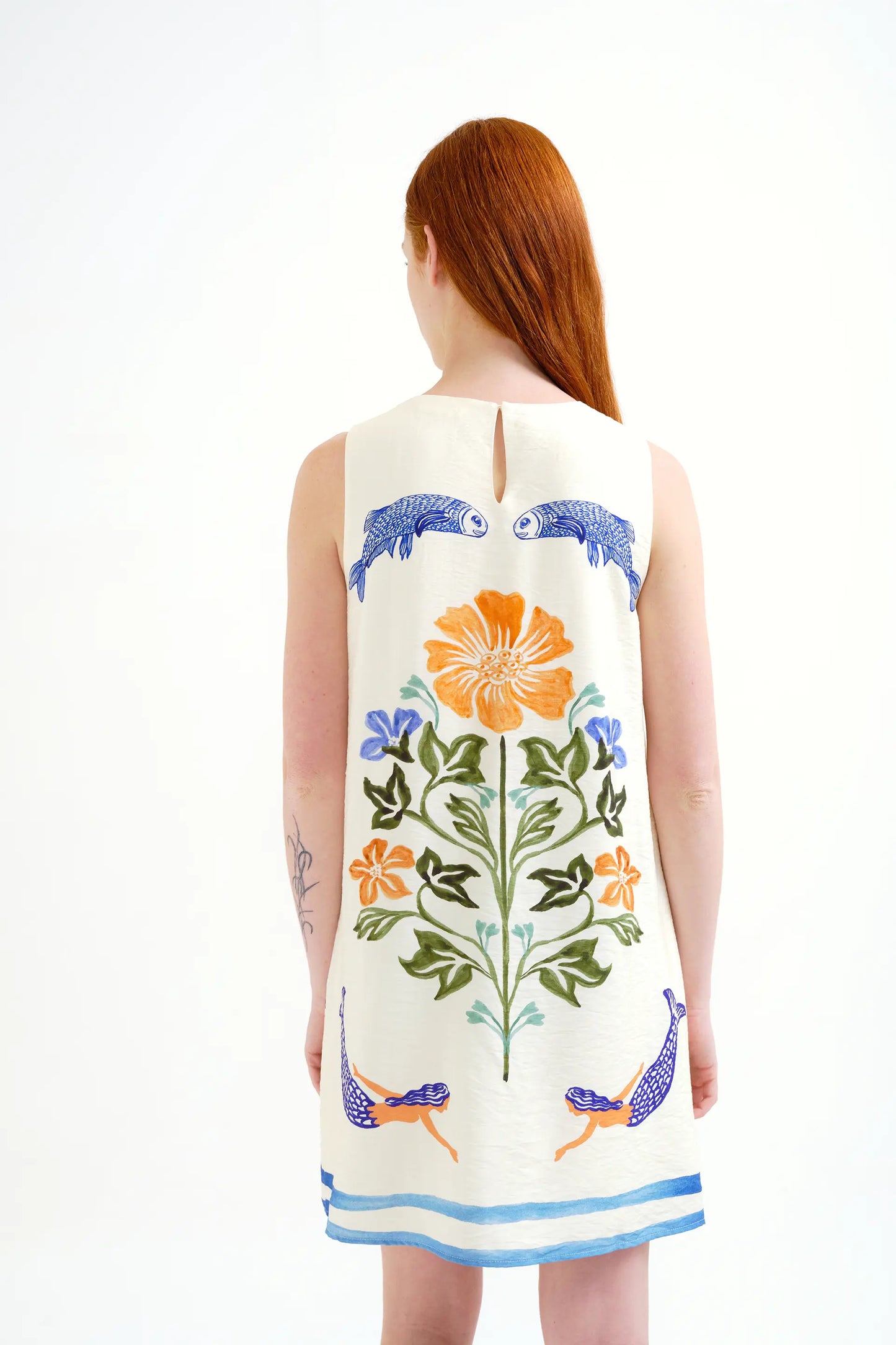 Short dress with Palm &amp; Mermaid print