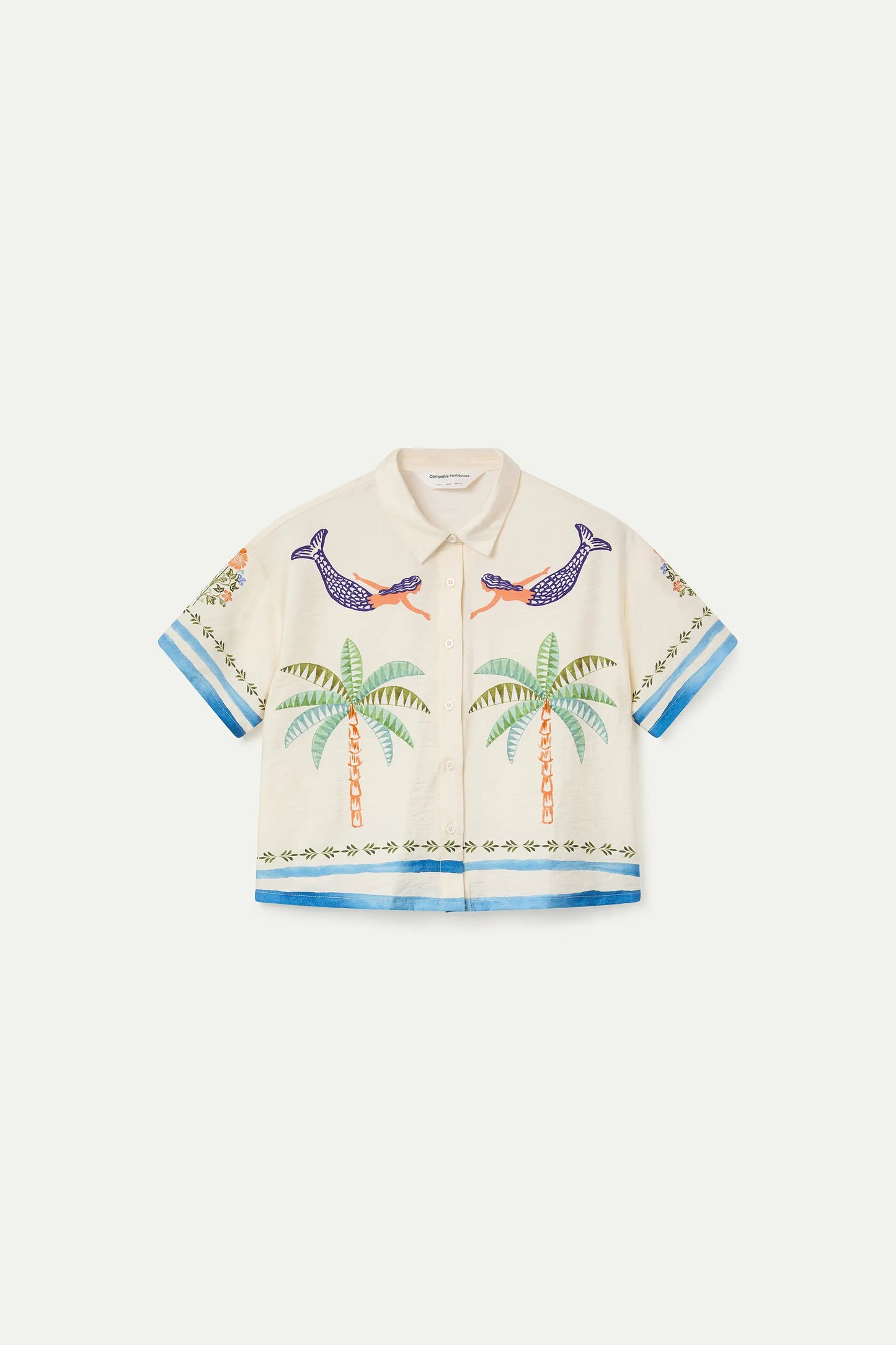 Palm &amp; Mermaid print shirt