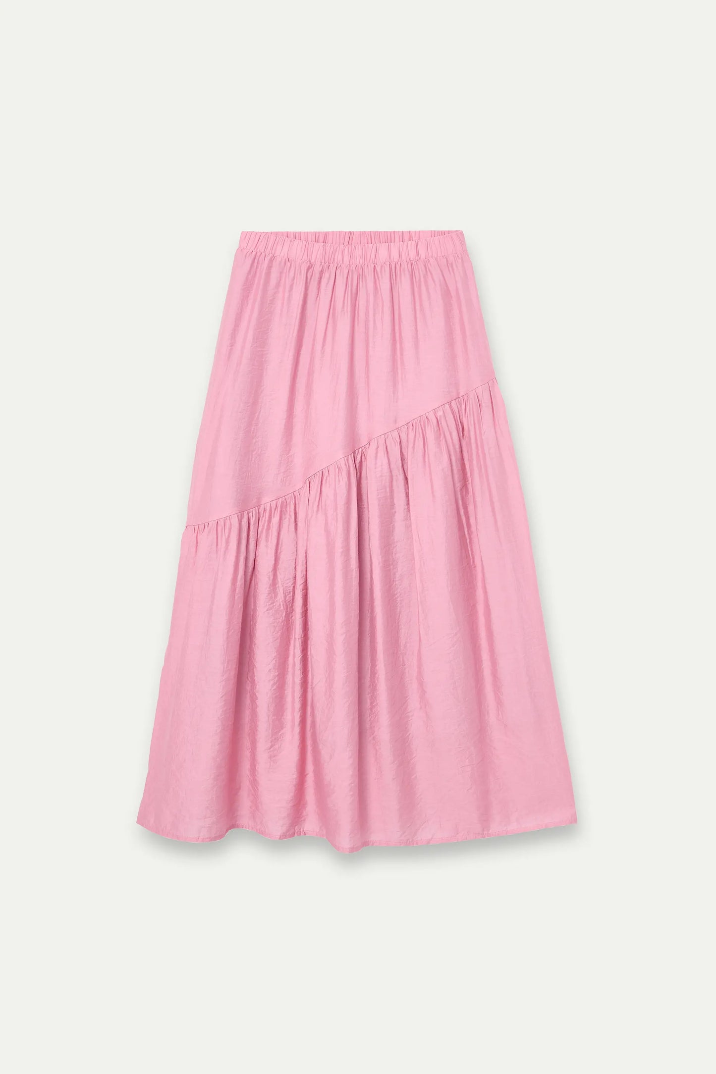 Gonna lunga rosa dal taglio asimmetrico