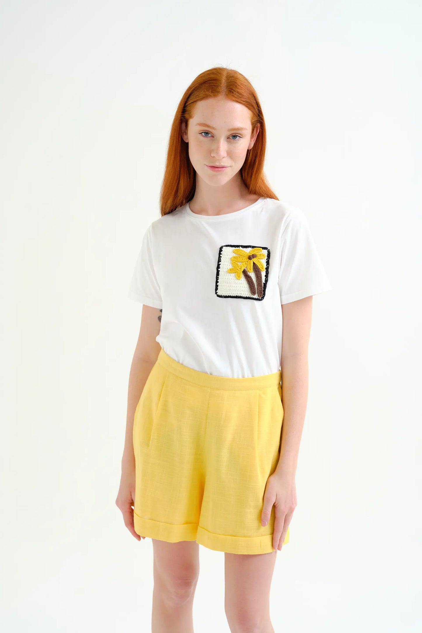T-shirt 100% cotone con palma ricamata