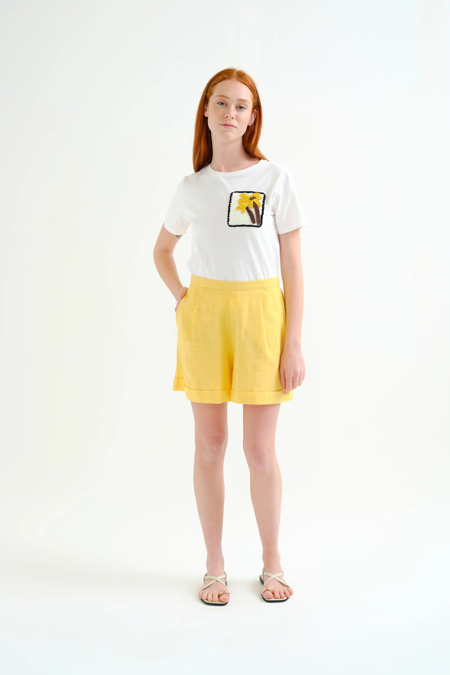 T-shirt 100% cotone con palma ricamata