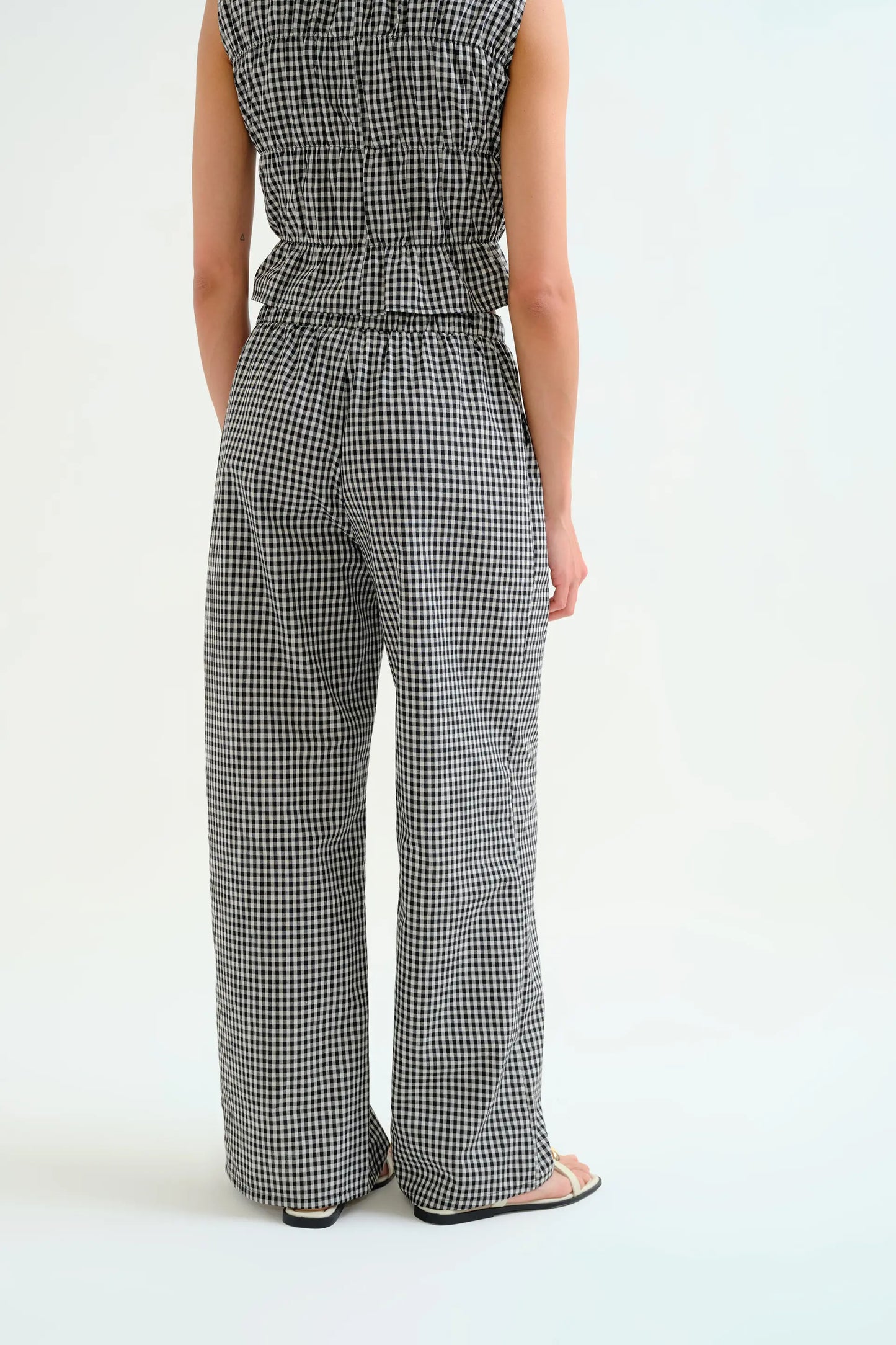 Black gingham check trousers