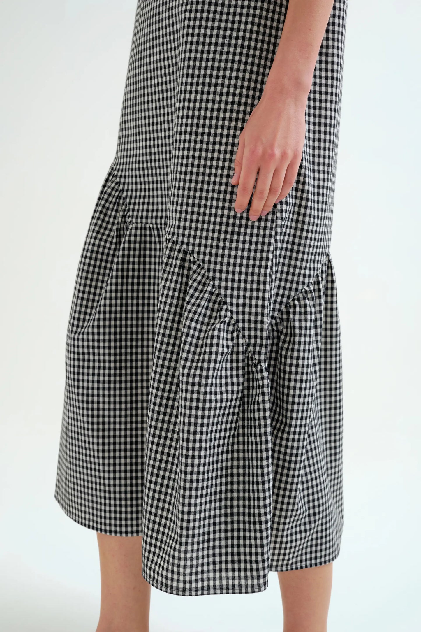 Black gingham midi dress