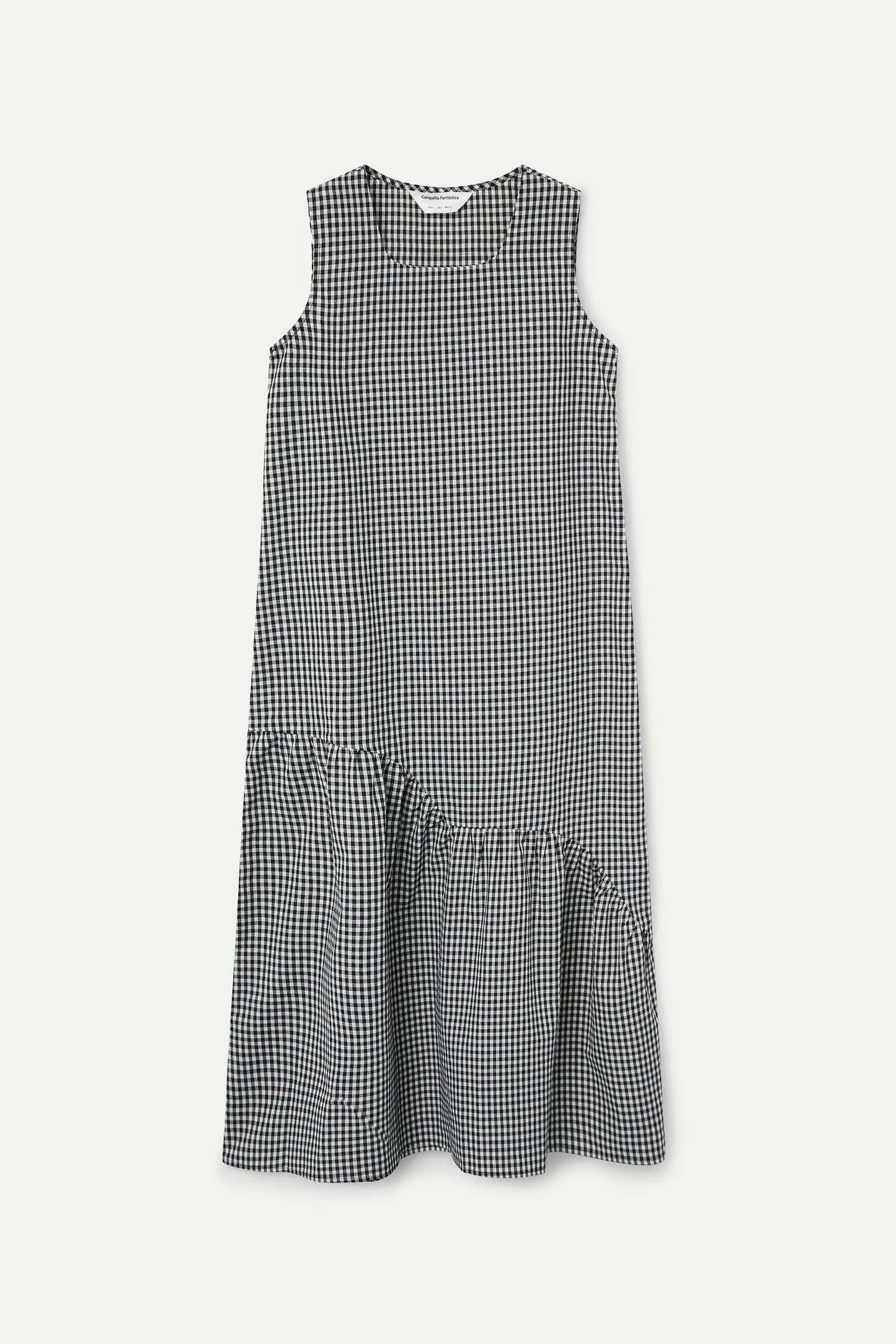 Black gingham midi dress