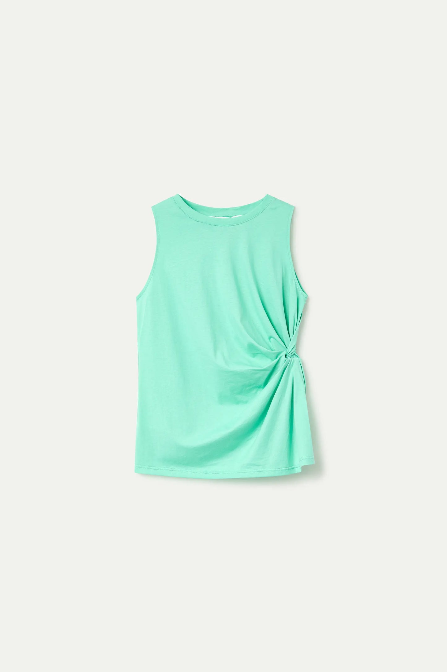 Camicia verde, 100% cotone, con dettaglio drappeggiato