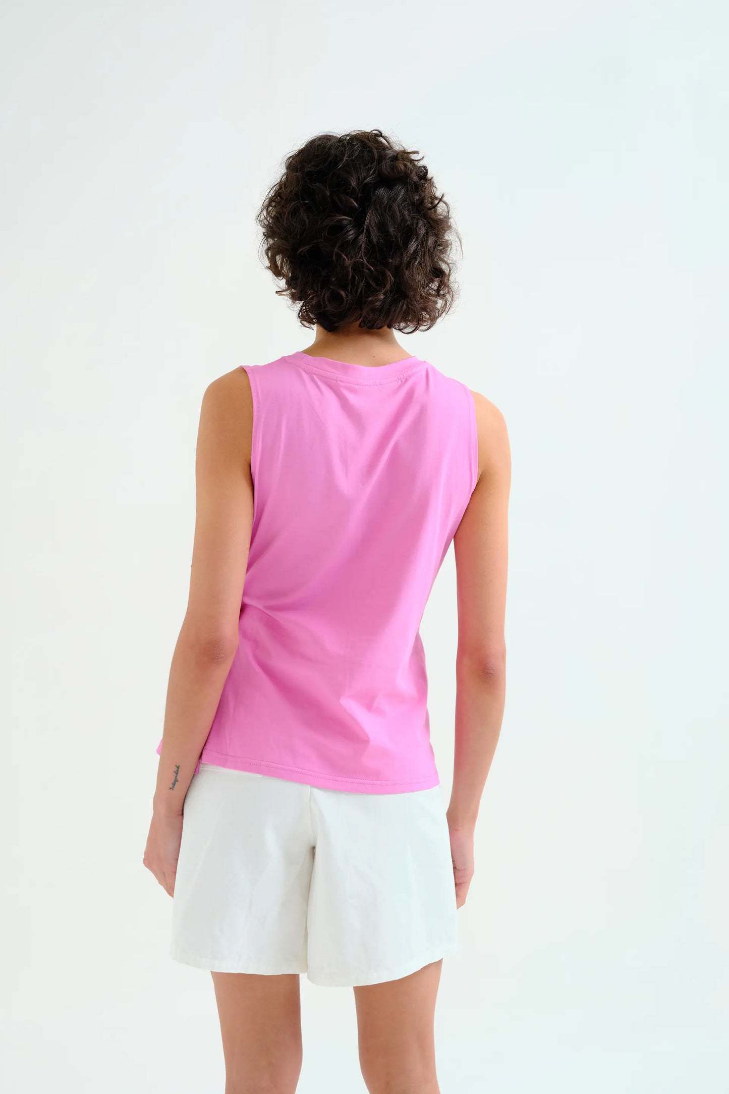 Pink 100% cotton shirt with draped detail