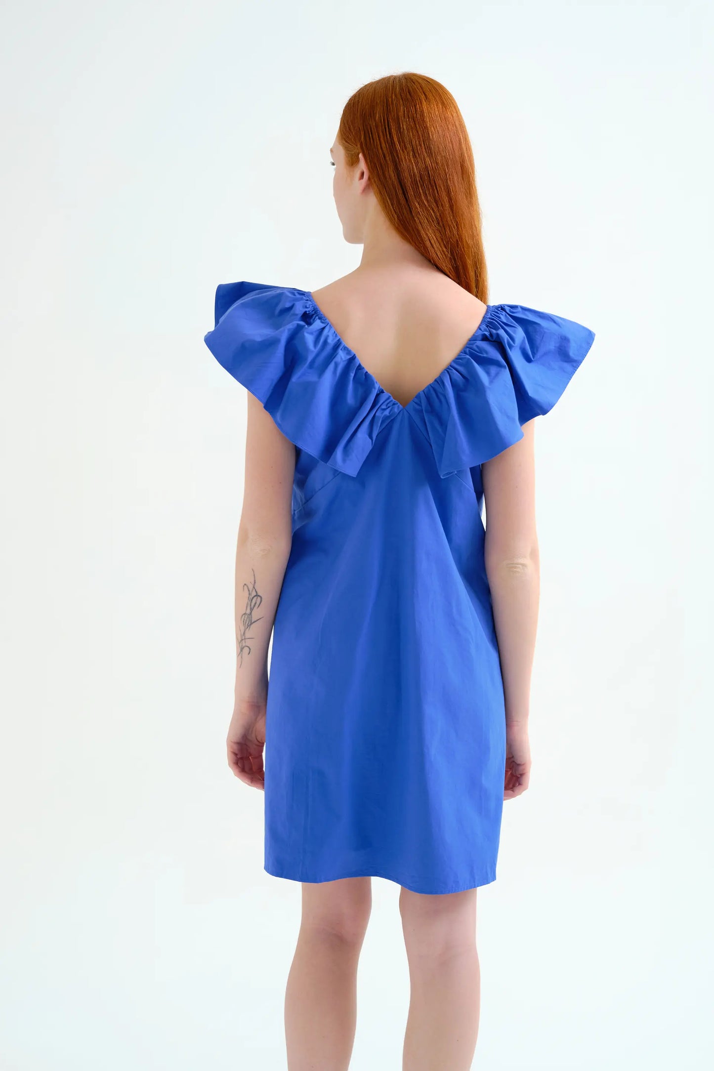 Short blue dress, 100% cotton