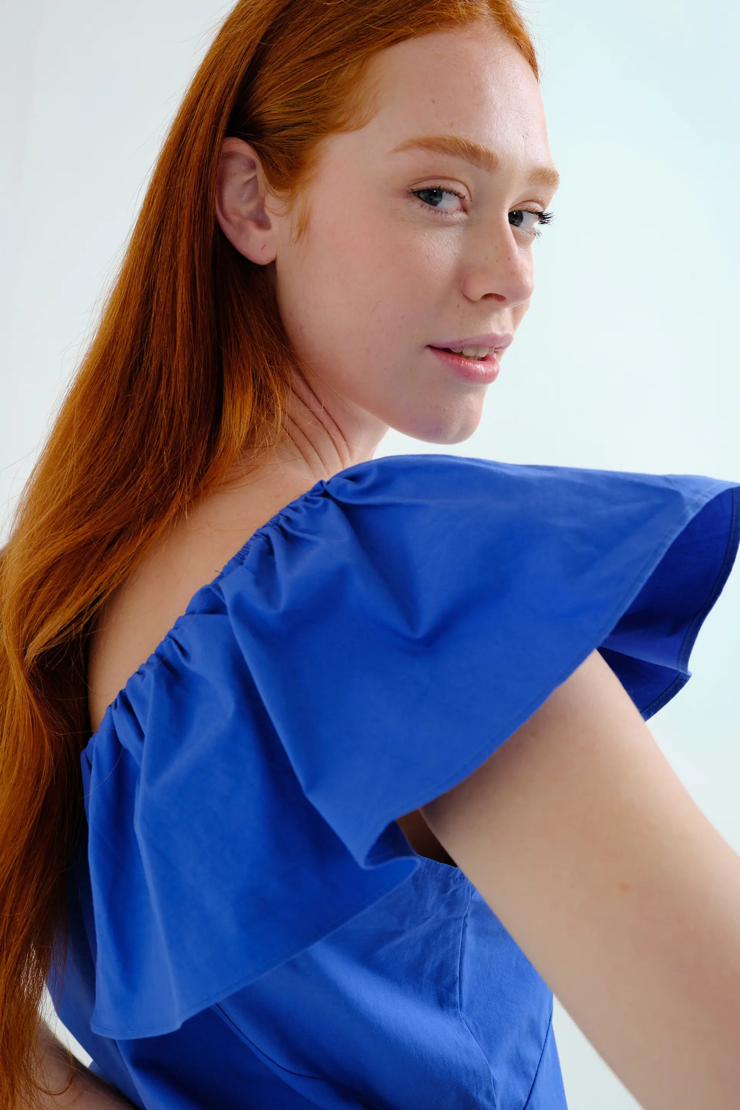 Short blue dress, 100% cotton