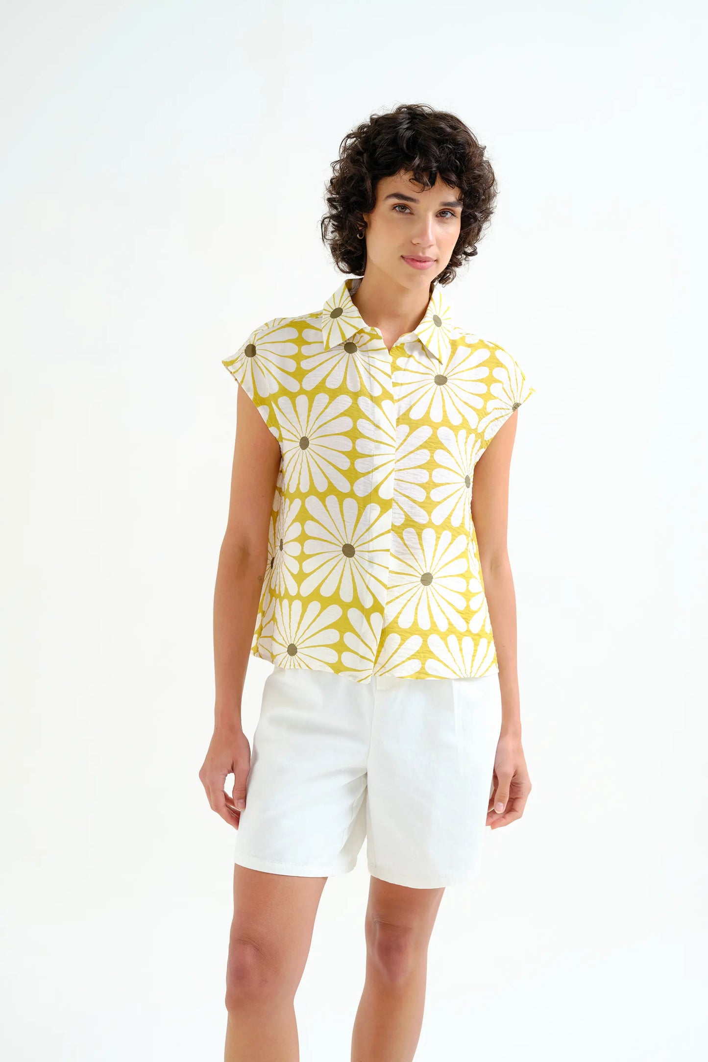 Camicia con stampa Olive Flower
