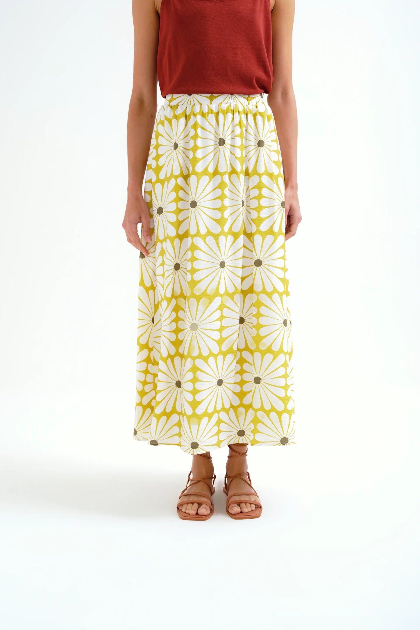 Gonna lunga con stampa Olive Flower