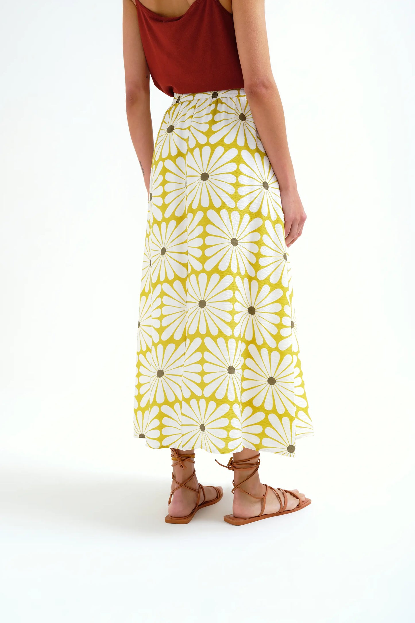 Gonna lunga con stampa Olive Flower