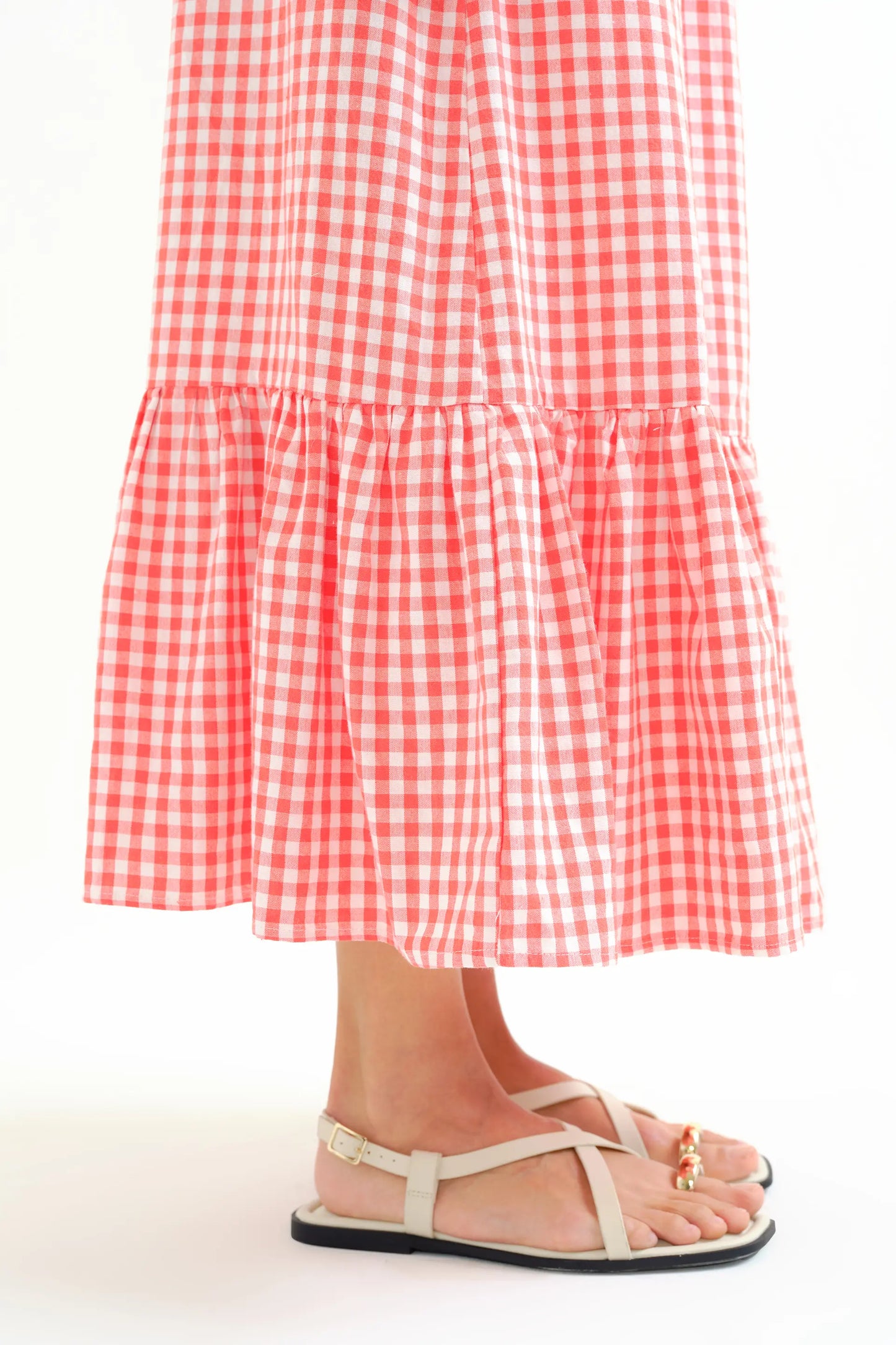 Falda 100% algodón cuadros vichy rojo