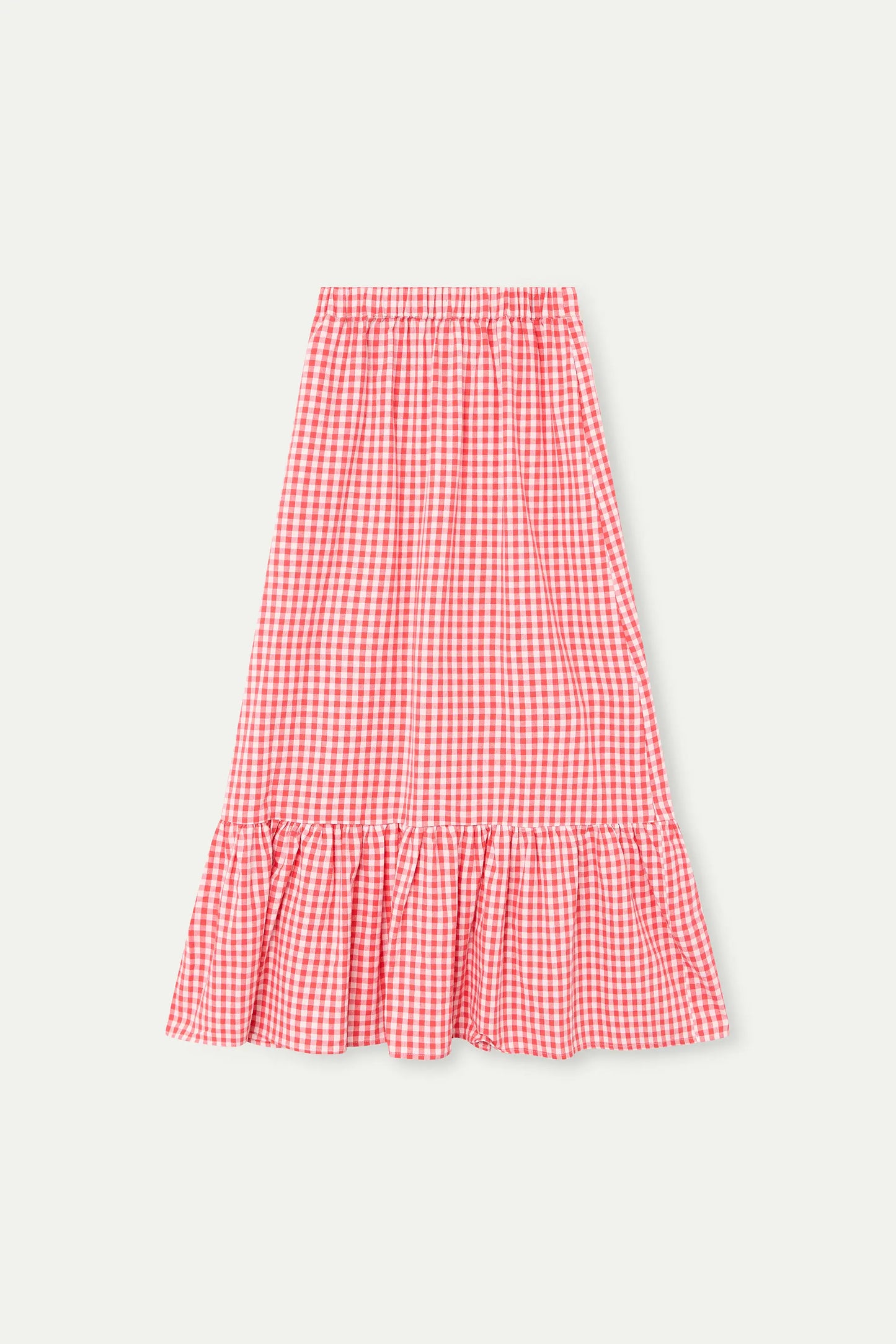 Falda 100% algodón cuadros vichy rojo