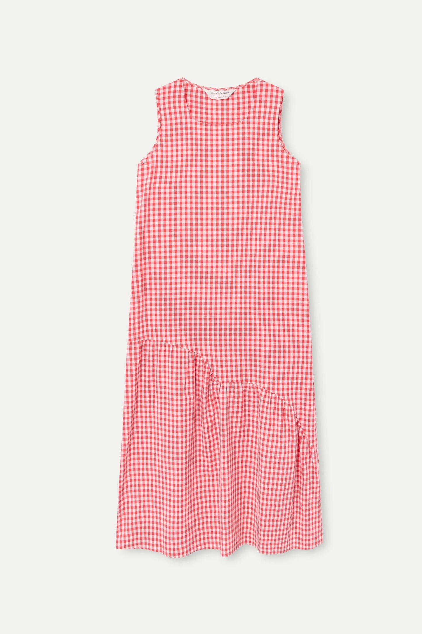 100% cotton midi dress with red gingham check