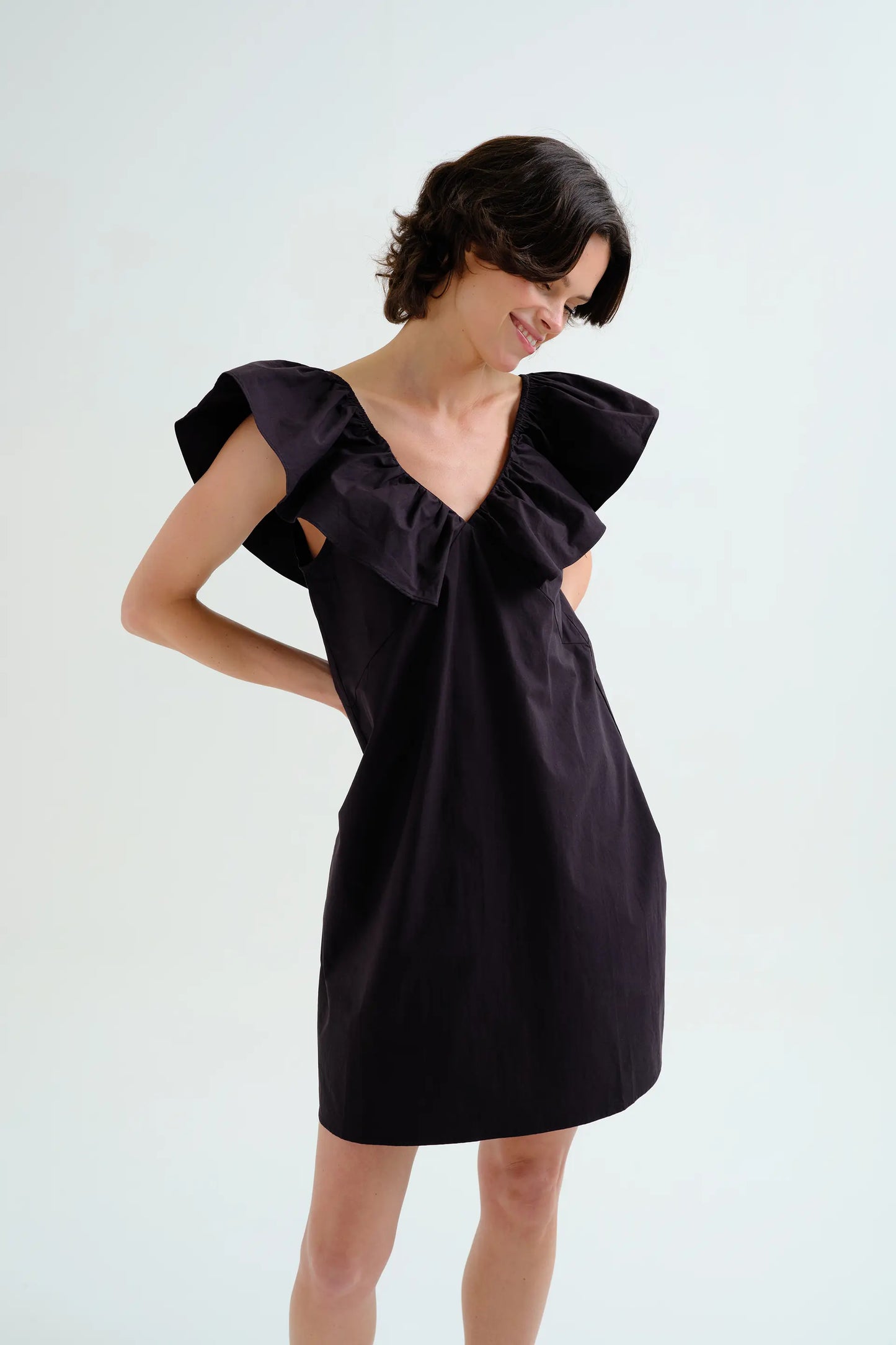 Short black dress, 100% cotton