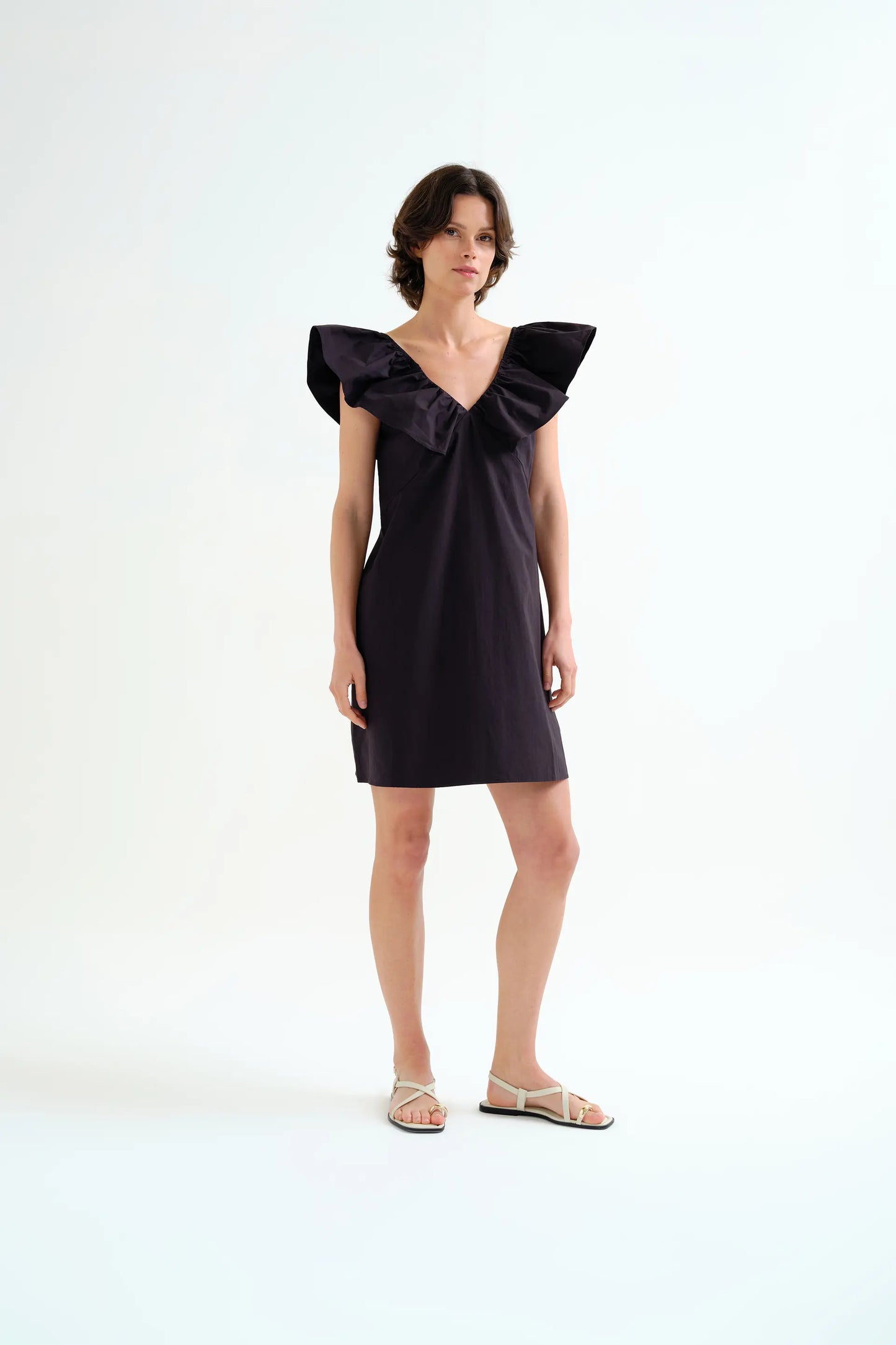 Short black dress, 100% cotton