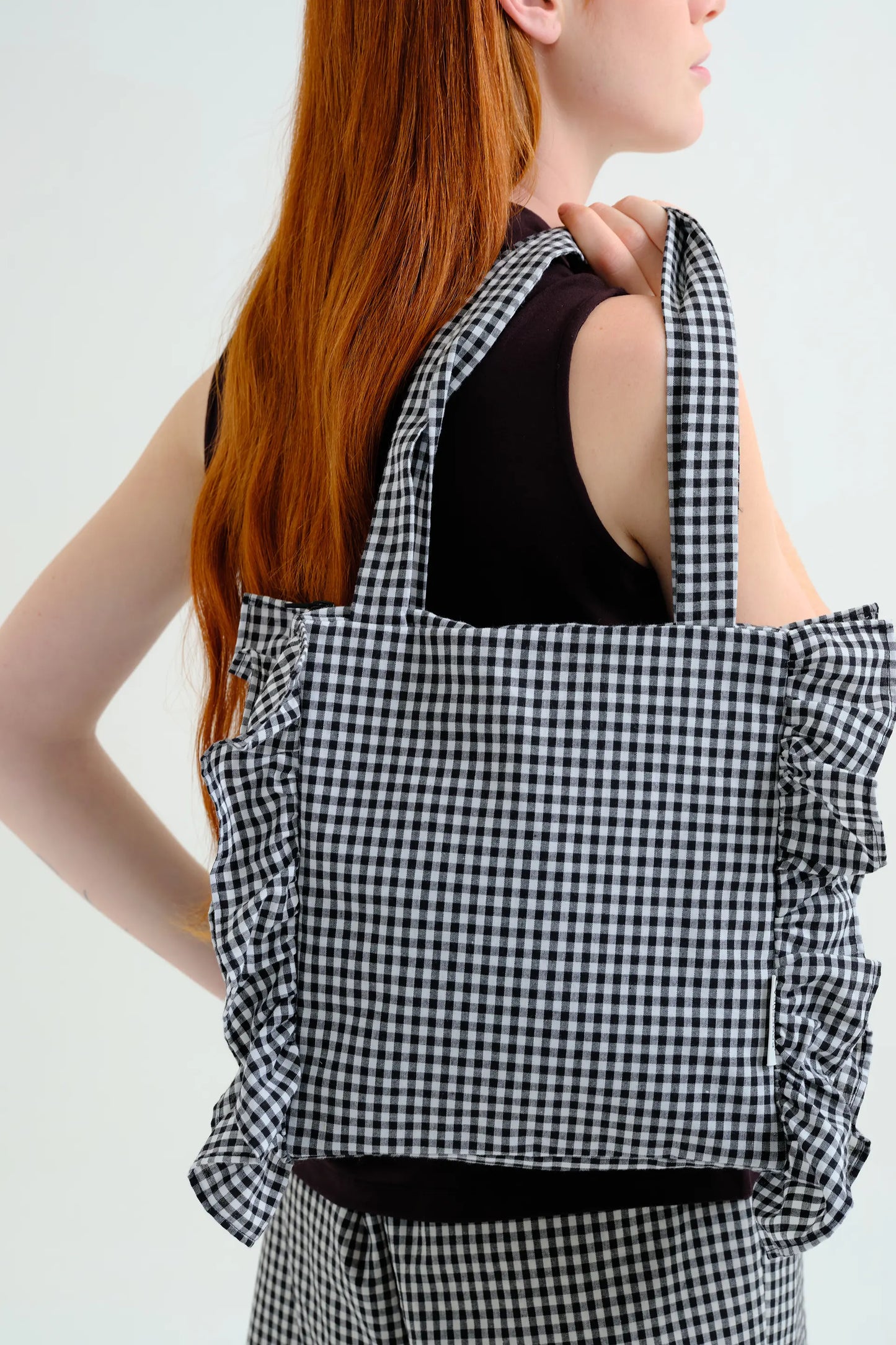 Borsa a quadretti neri