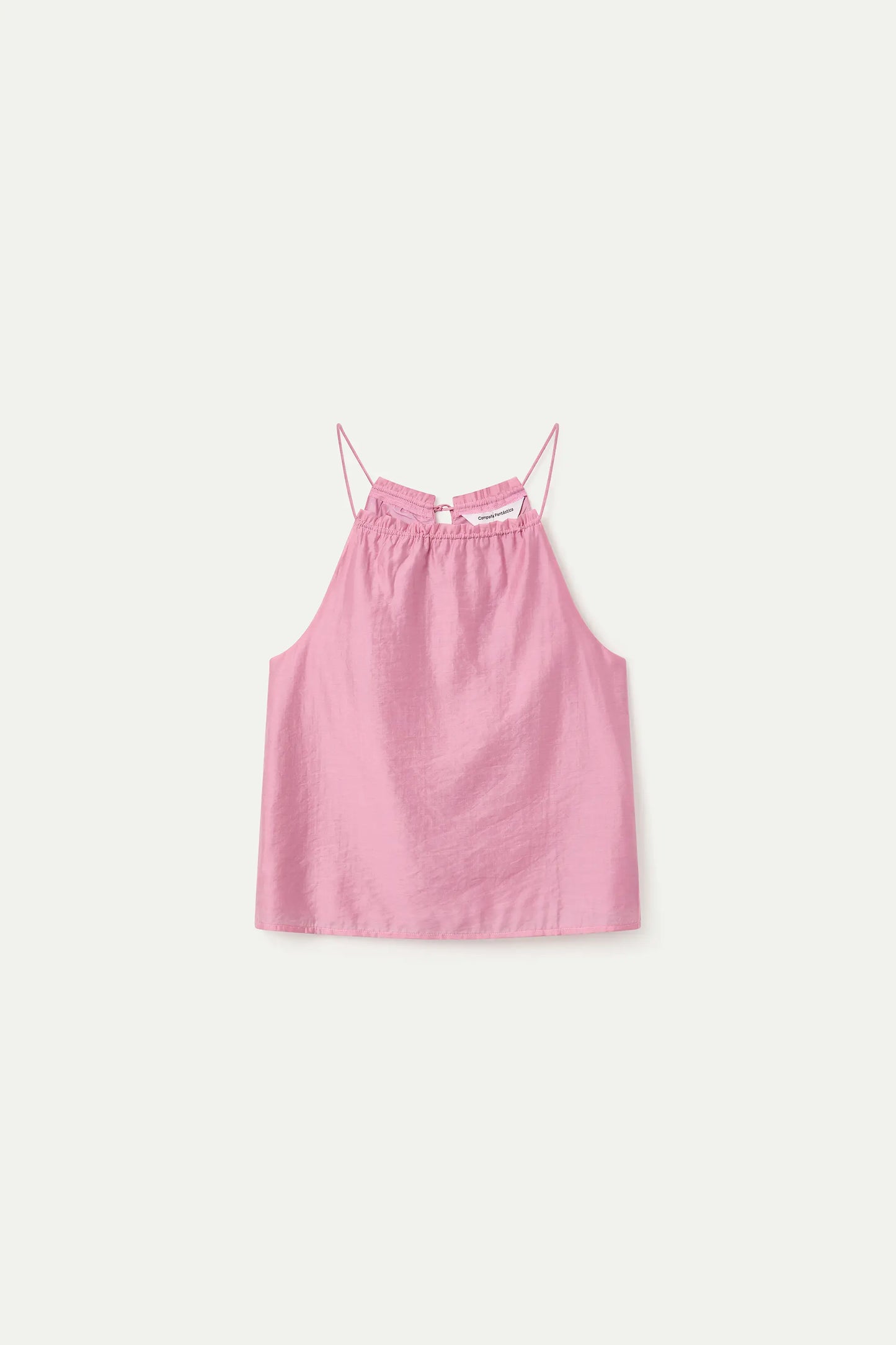 Top rosa con scollo all'americana