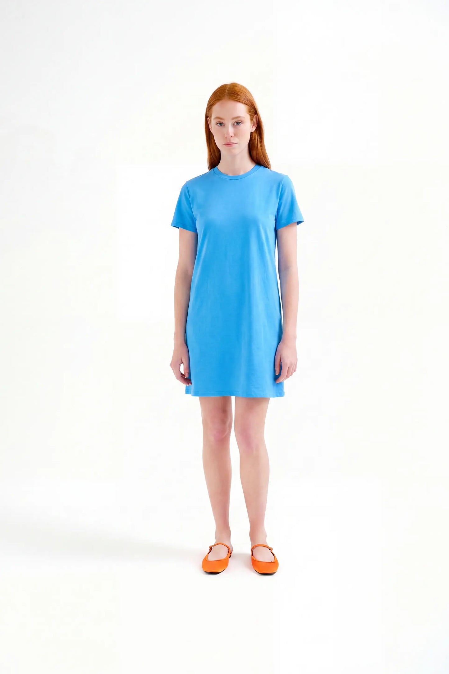 Short blue dress 100% cotton
