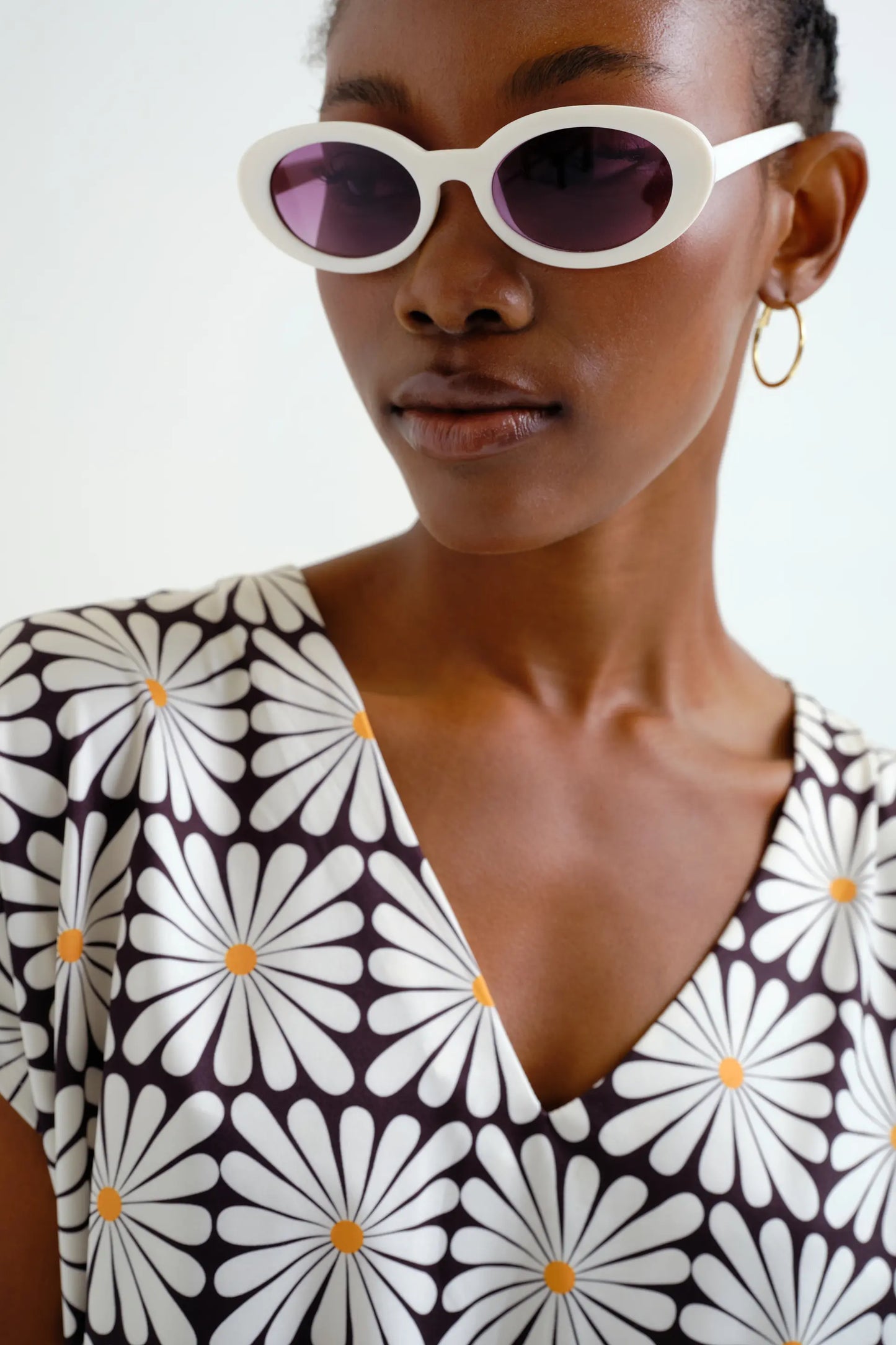 Top playero con estampado Olive Flower Black
