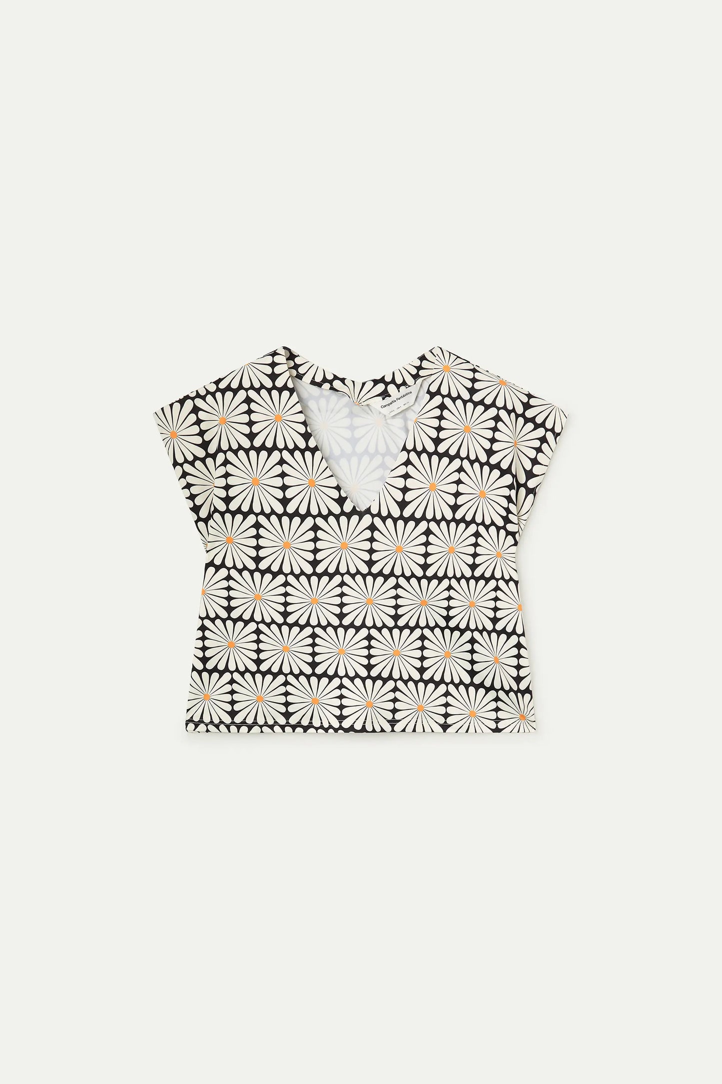 Top playero con estampado Olive Flower Black