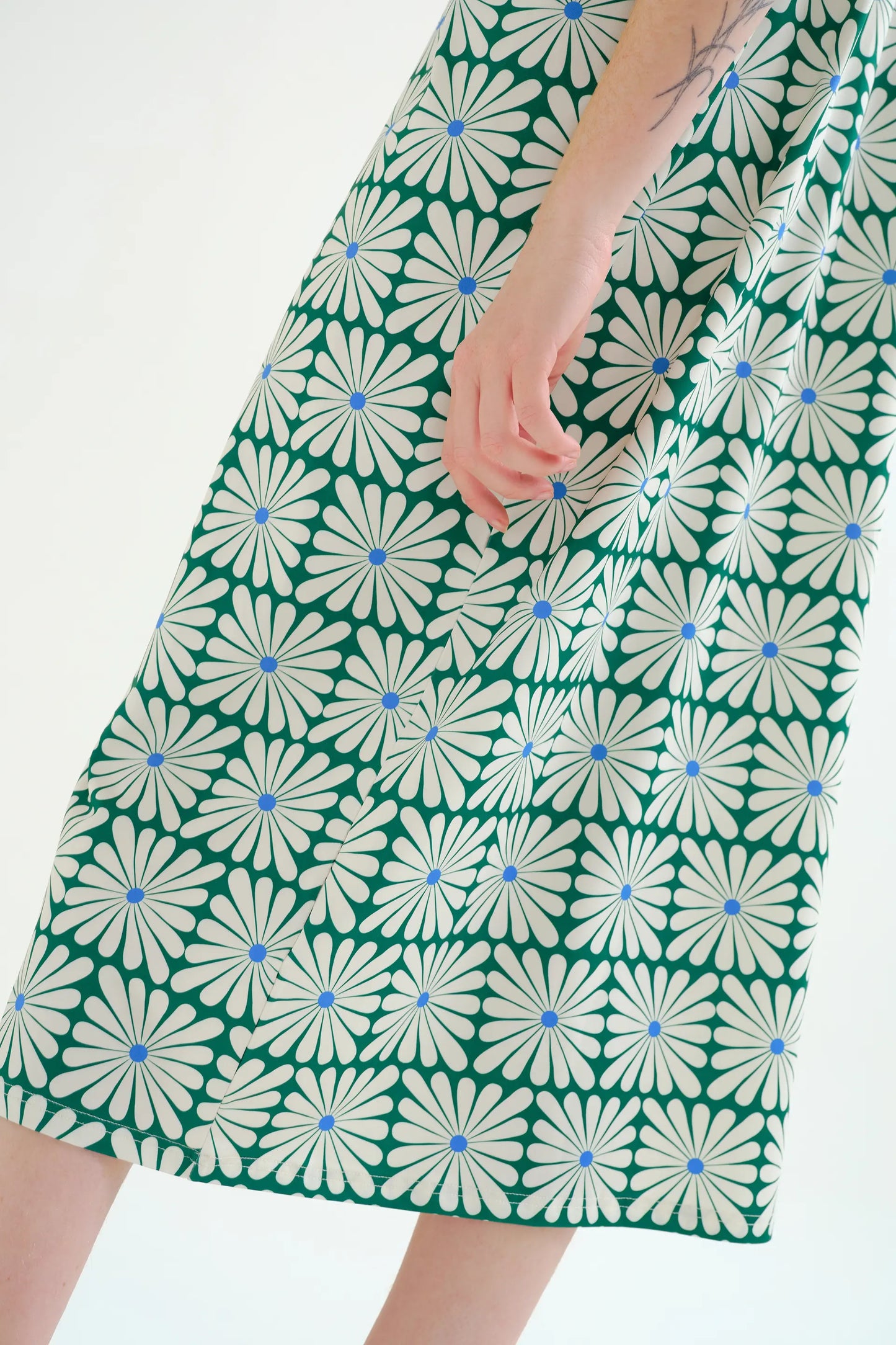 Kaftan largo con estampado Olive Flower Green
