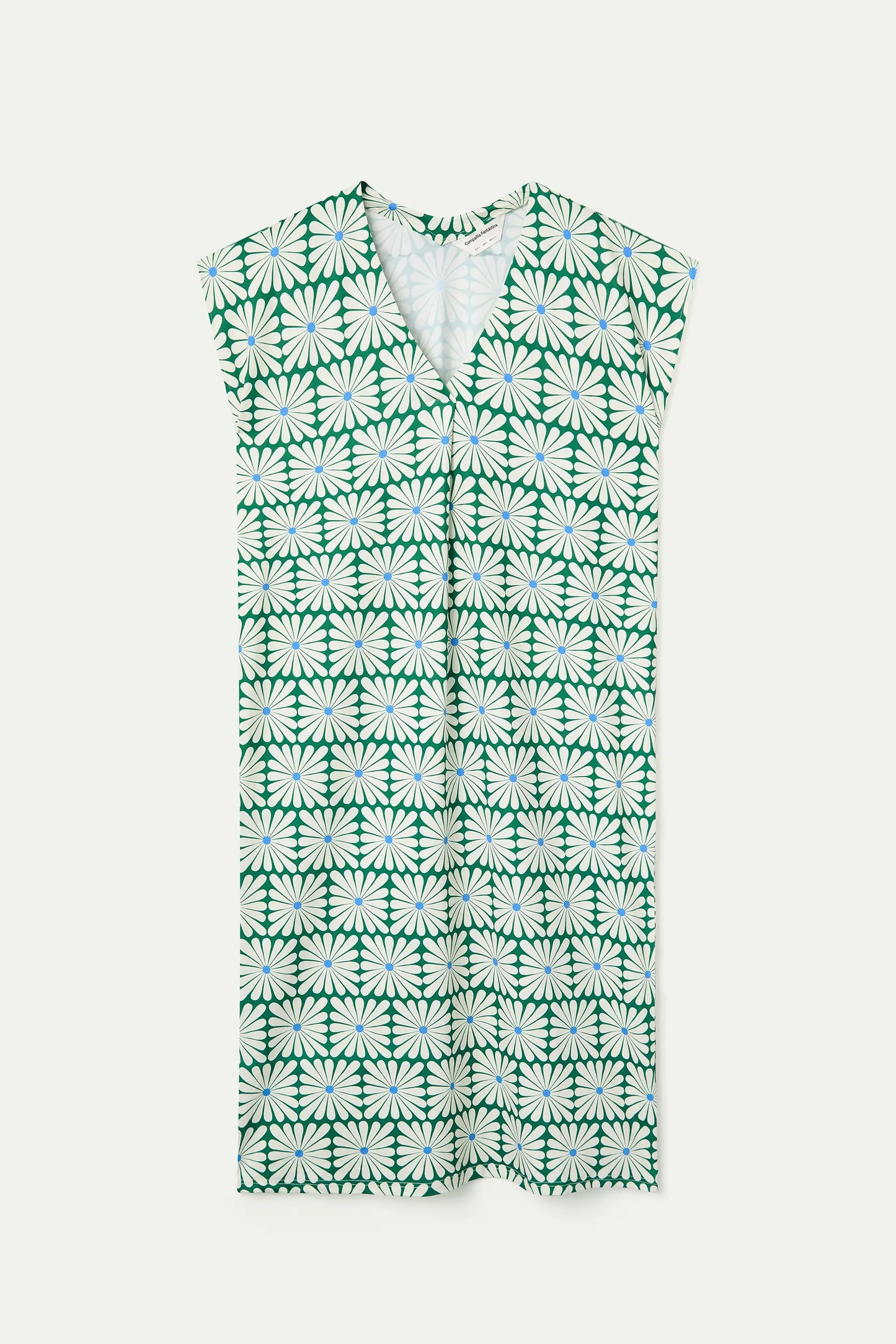 Kaftan largo con estampado Olive Flower Green