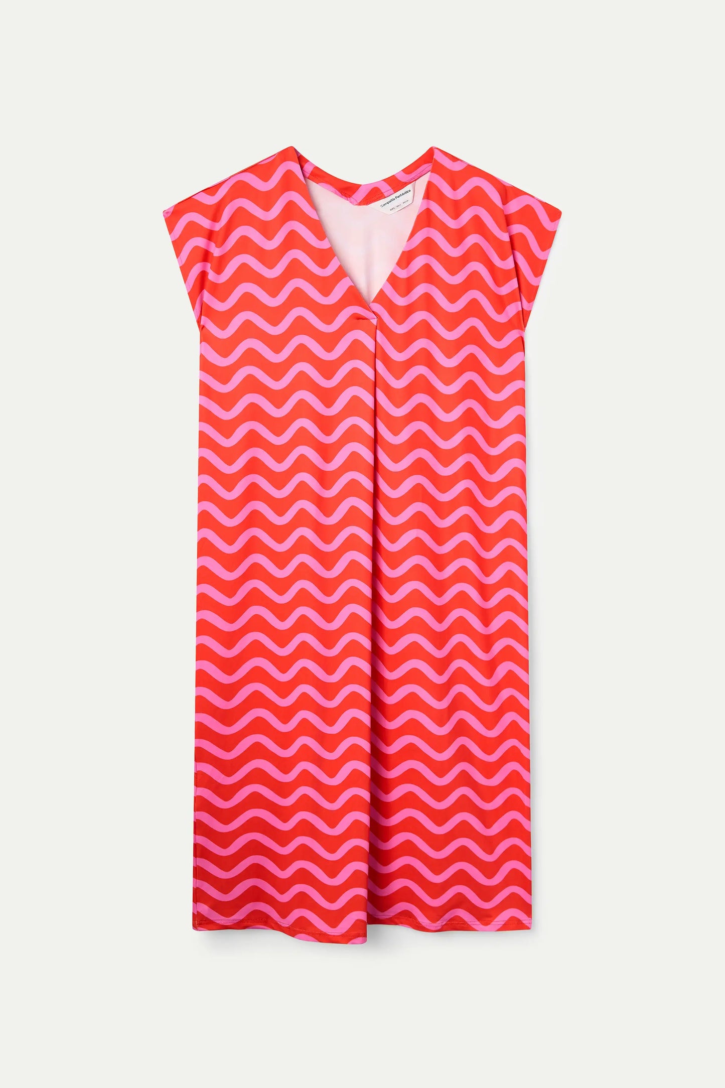 Kaftan largo con estampado Wave Red & Pink