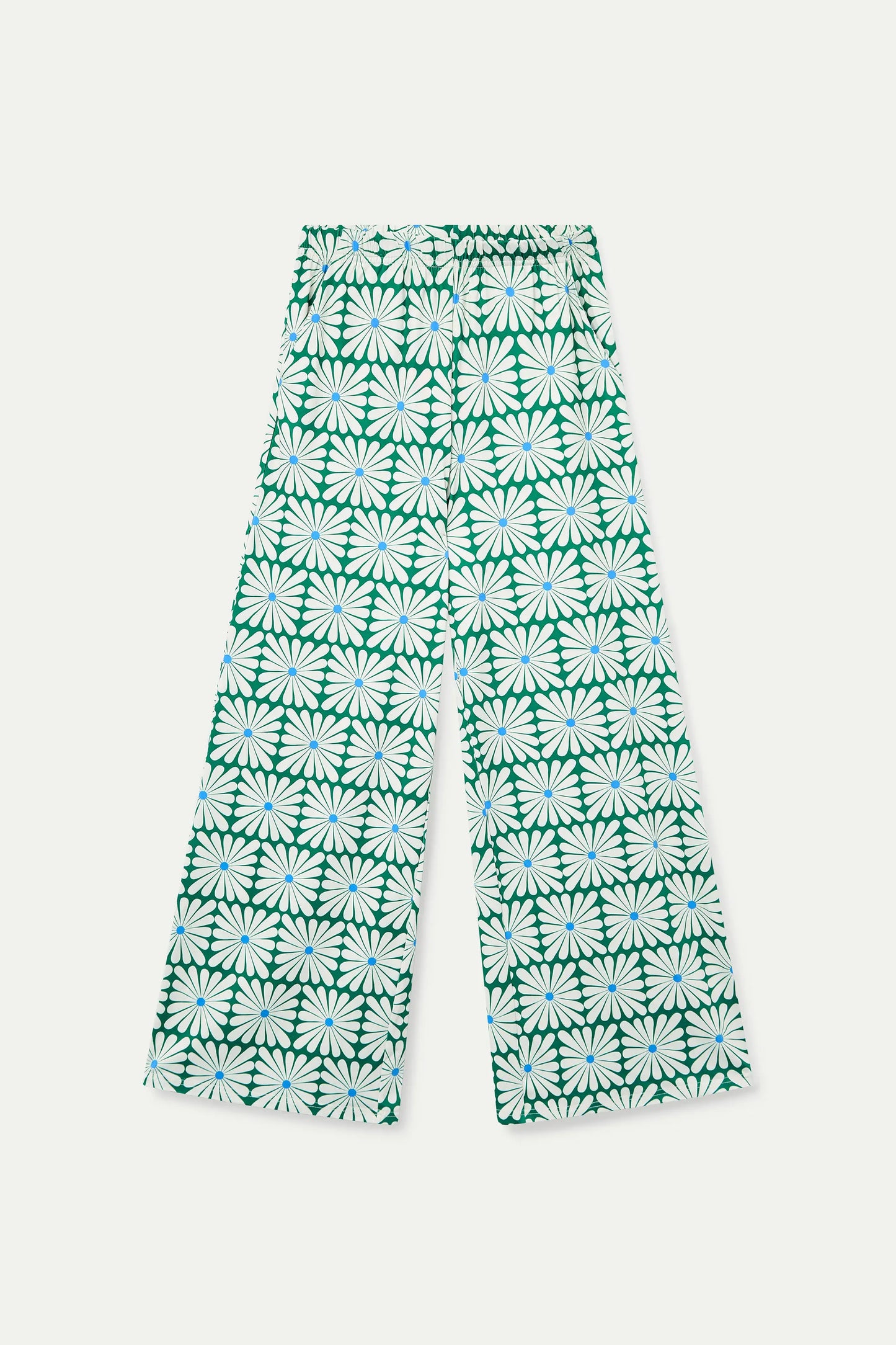 Trousers with Olive Flower Green print