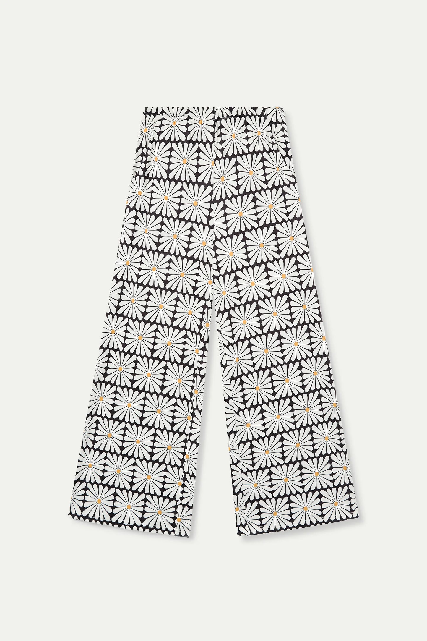 Trousers with Olive Flower print, Black