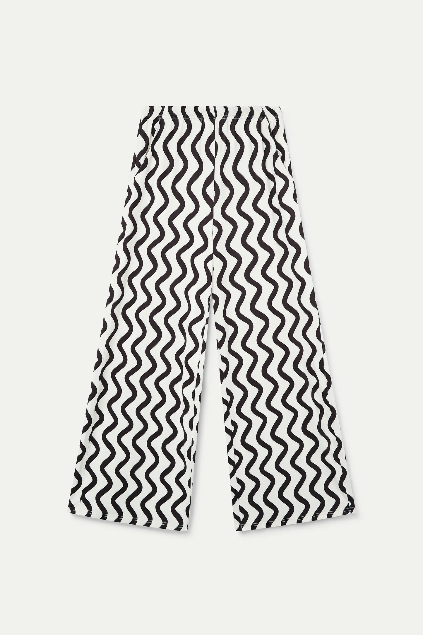 Pantaloni con stampa a onde in bianco e nero