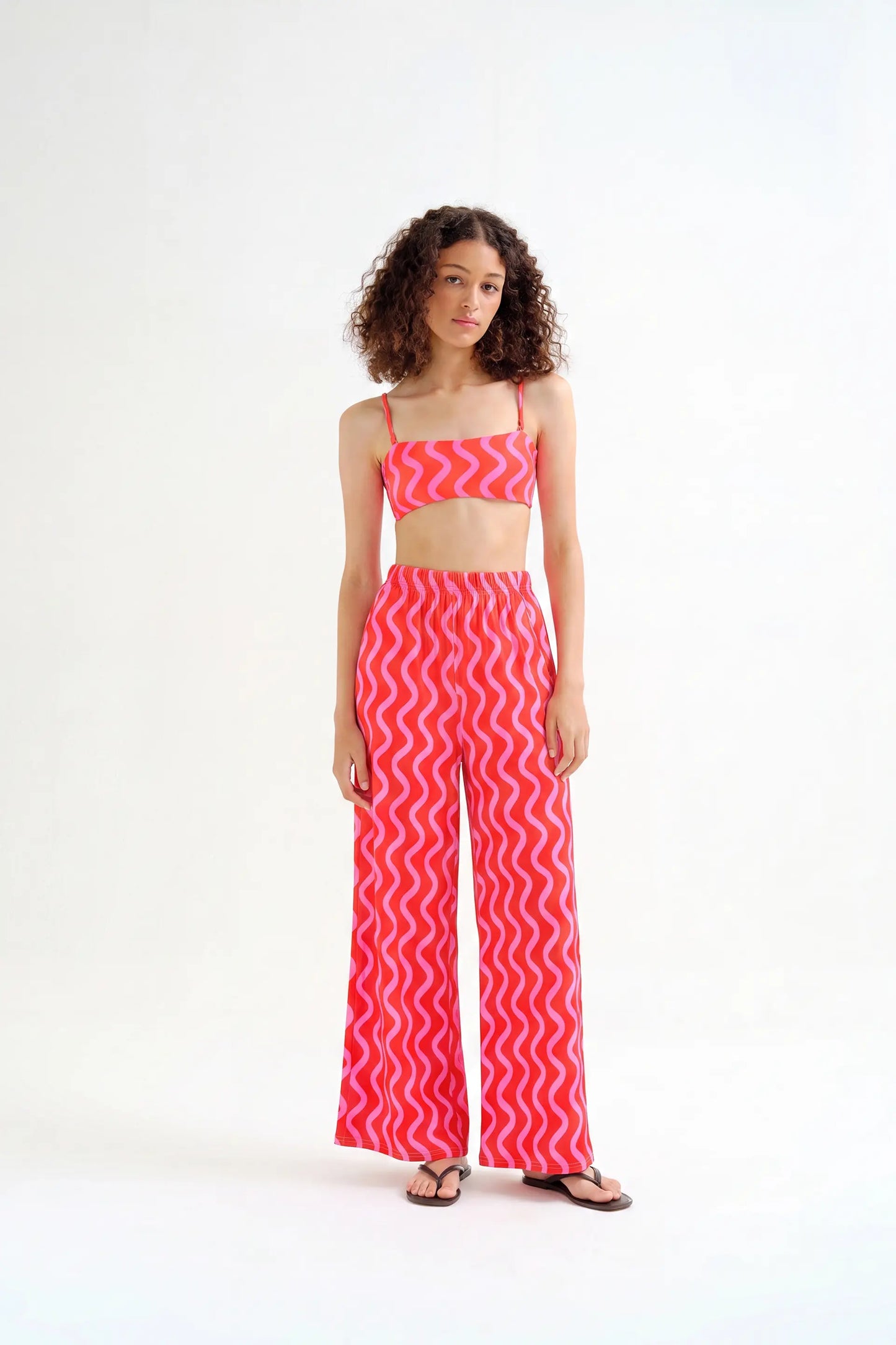 Wave Red & Pink Print Trousers