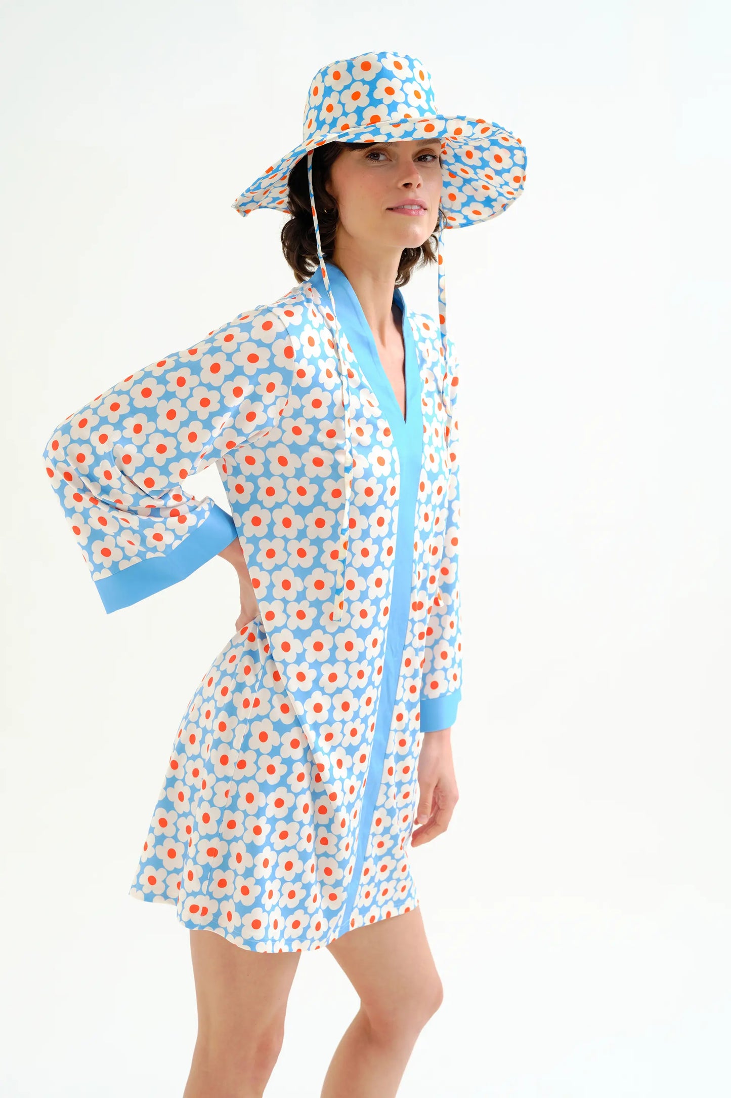 Short kaftan with popcorn print