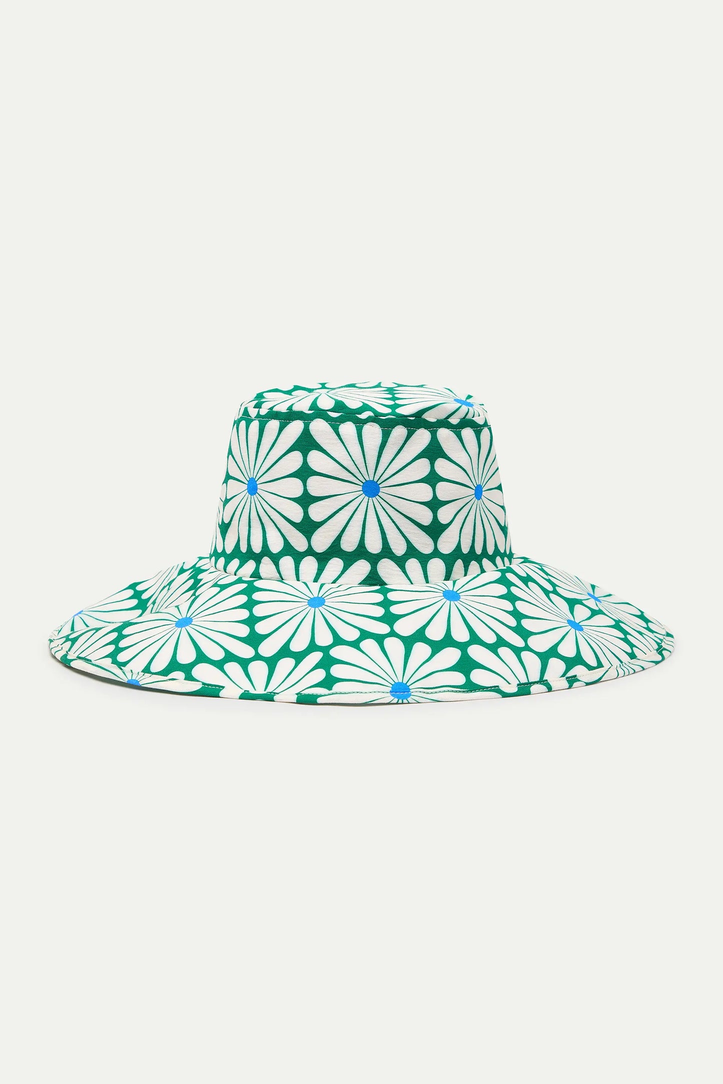 Hat with Olive Flower Green print